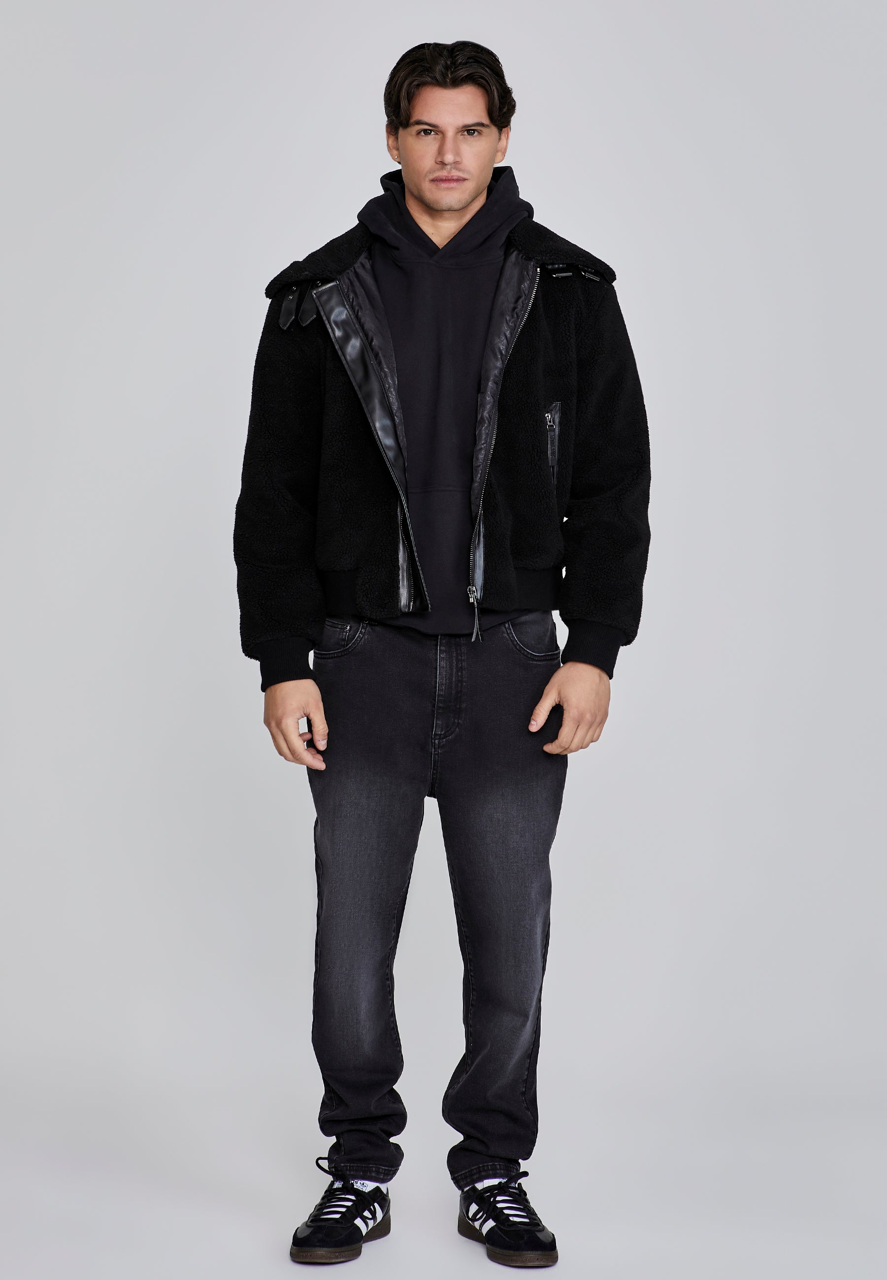 Giacca bomber Sherpa in nero Giacche SikSilk   