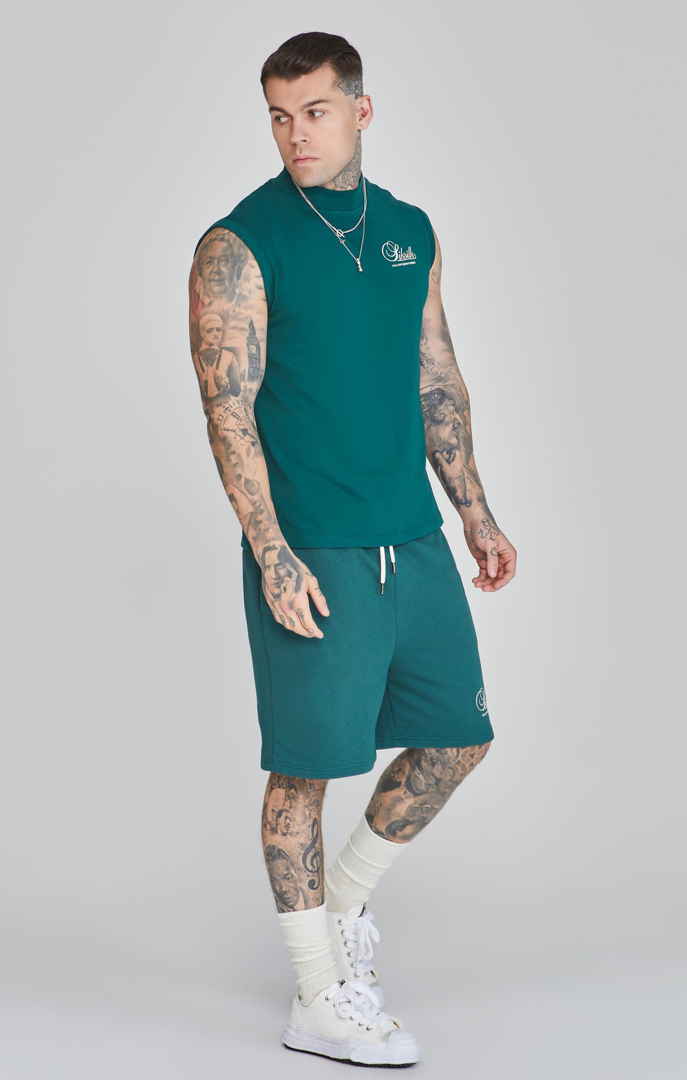 Maglietta senza maniche in verde Magliette SikSilk   