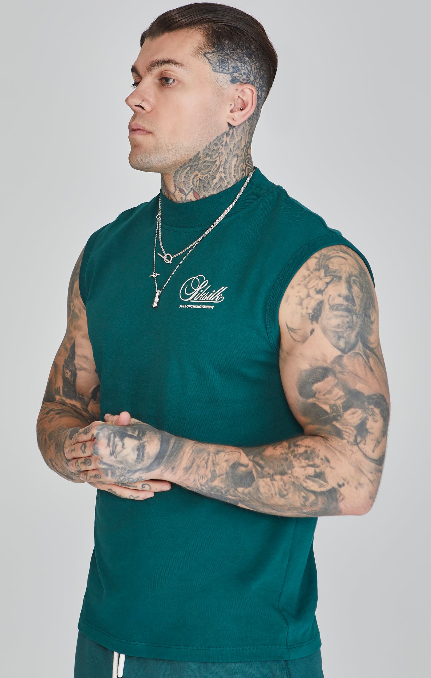 Maglietta senza maniche in verde Magliette SikSilk   