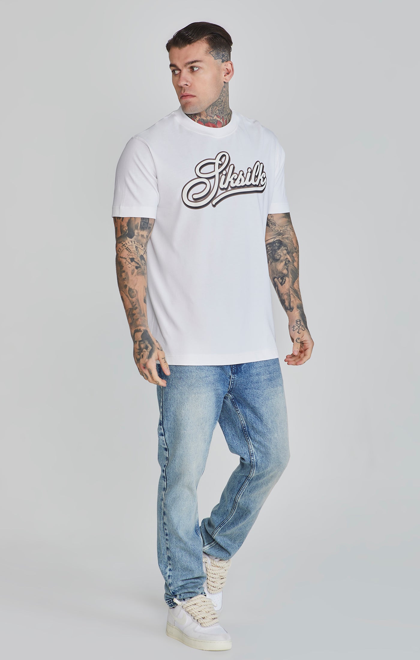 Maglietta Logo in Bianco Magliette SikSilk   