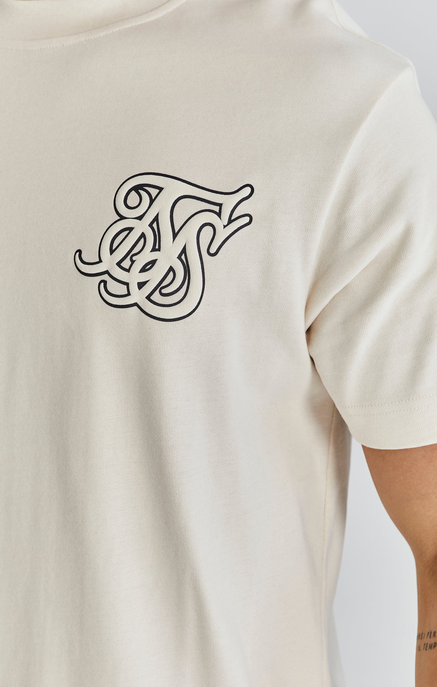 Maglietta con logo in ecru T-shirt SikSilk   