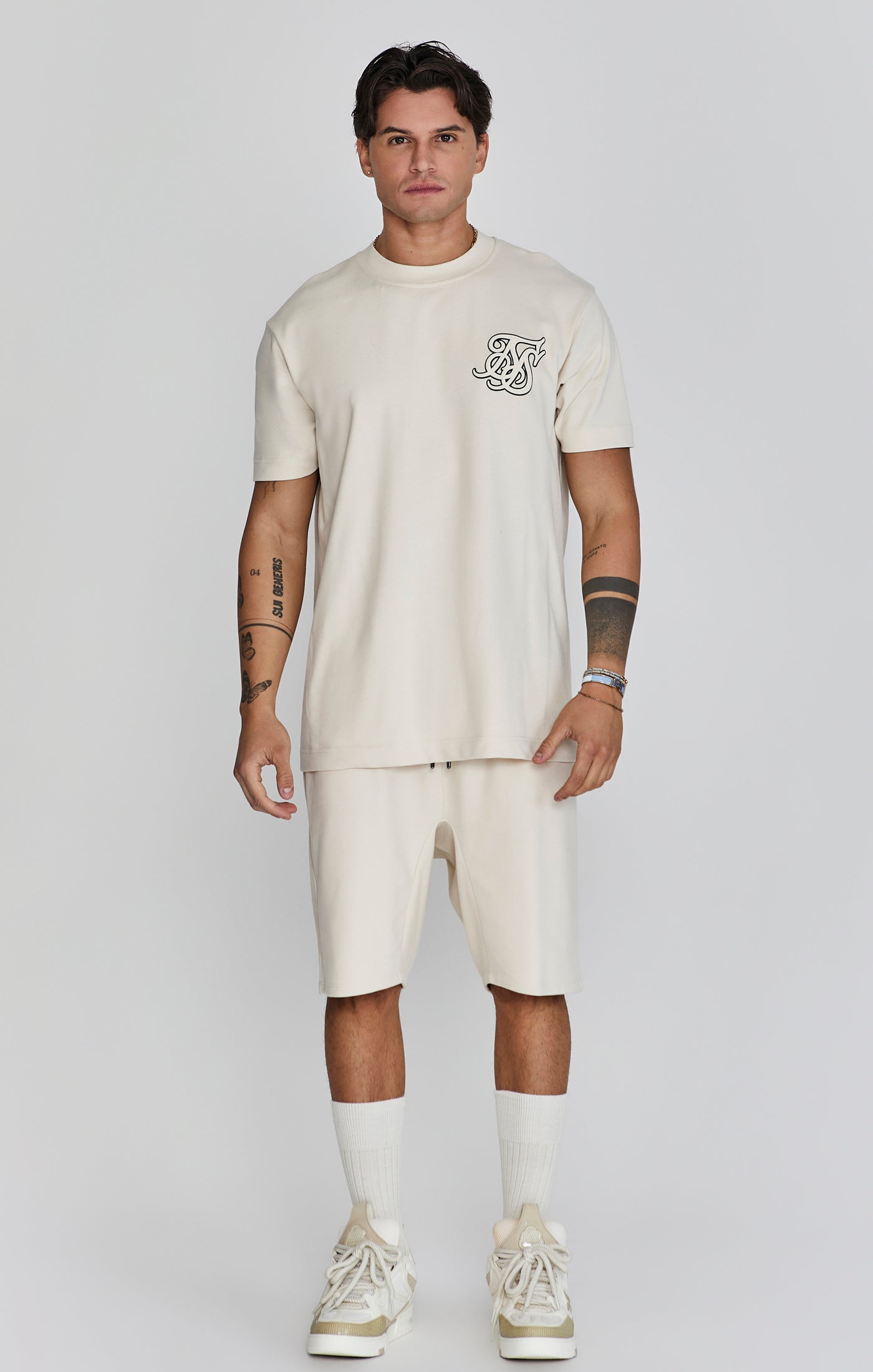 Maglietta con logo in ecru T-shirt SikSilk   