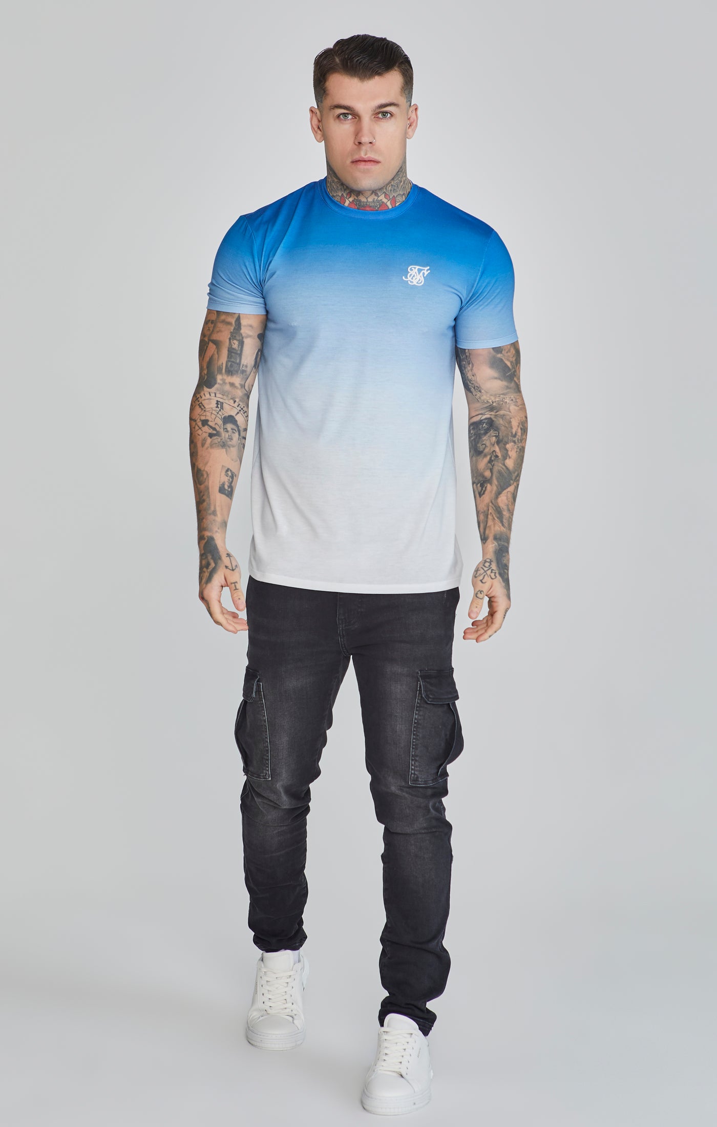 Maglietta Fade in blu/bianco Magliette SikSilk   