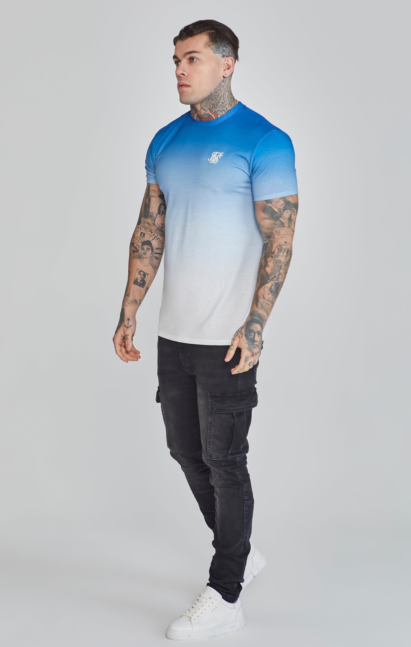 Maglietta Fade in blu/bianco Magliette SikSilk   