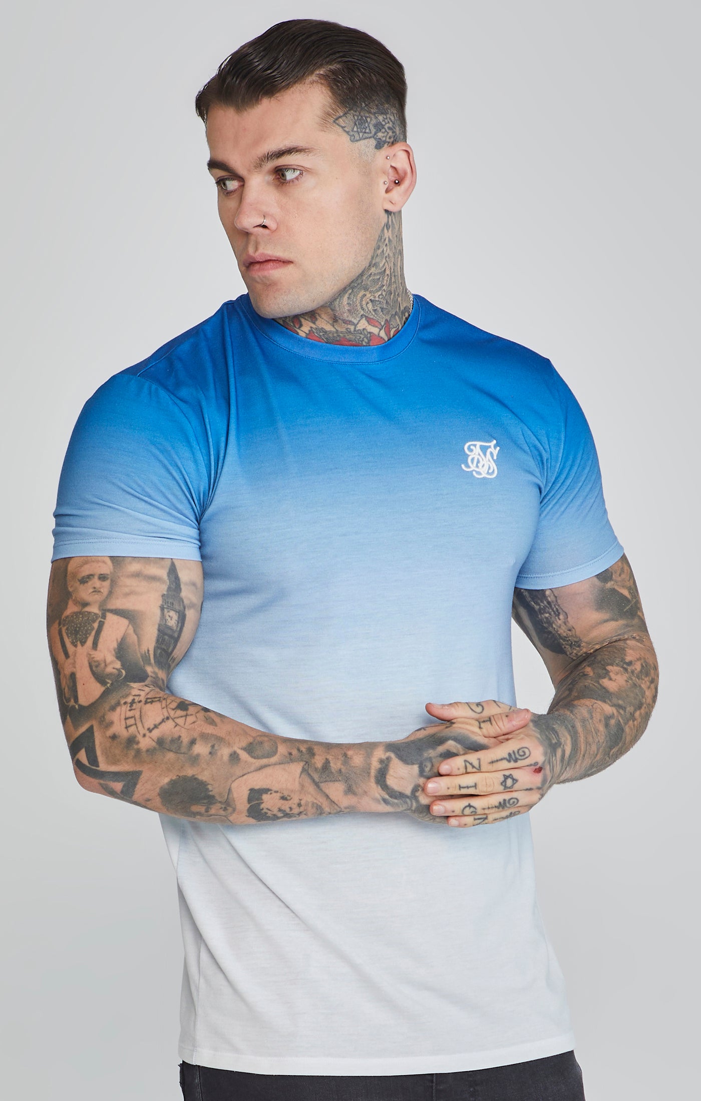 Maglietta Fade in blu/bianco Magliette SikSilk   