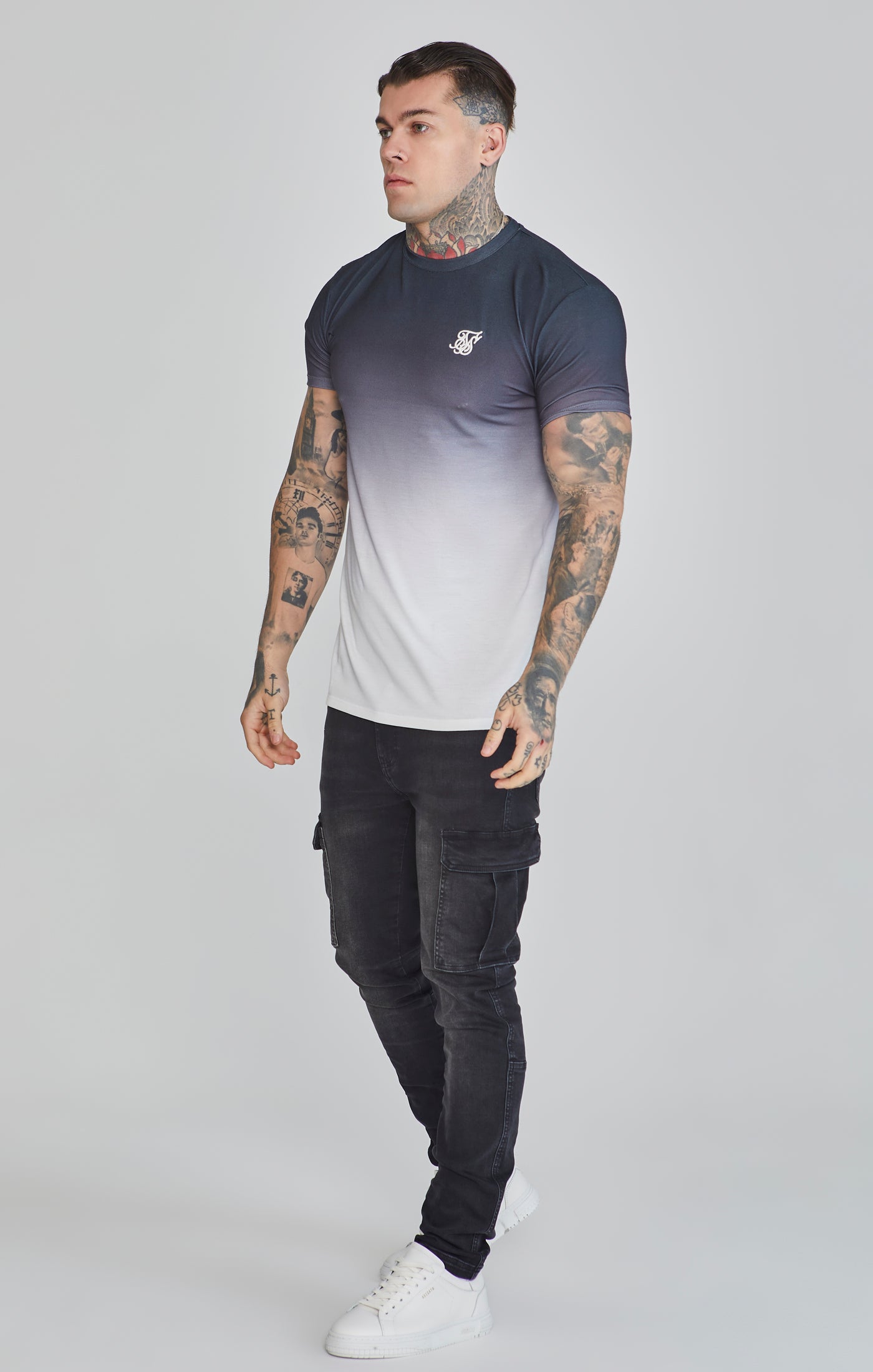 Maglietta Fade in Nero/Bianco Magliette SikSilk   