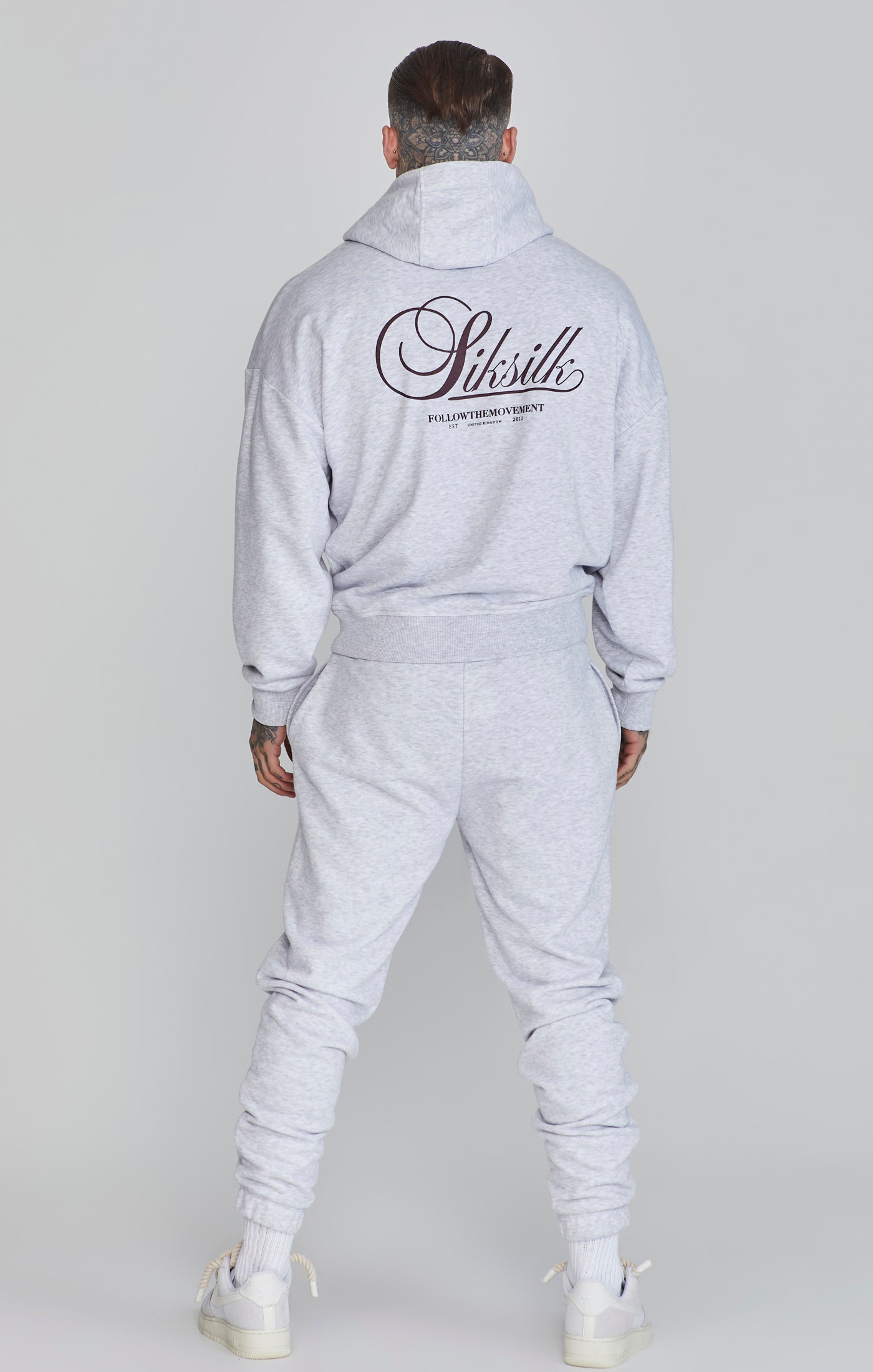 Felpa con cappuccio grafica in Snow Marl Felpa con cappuccio SikSilk   