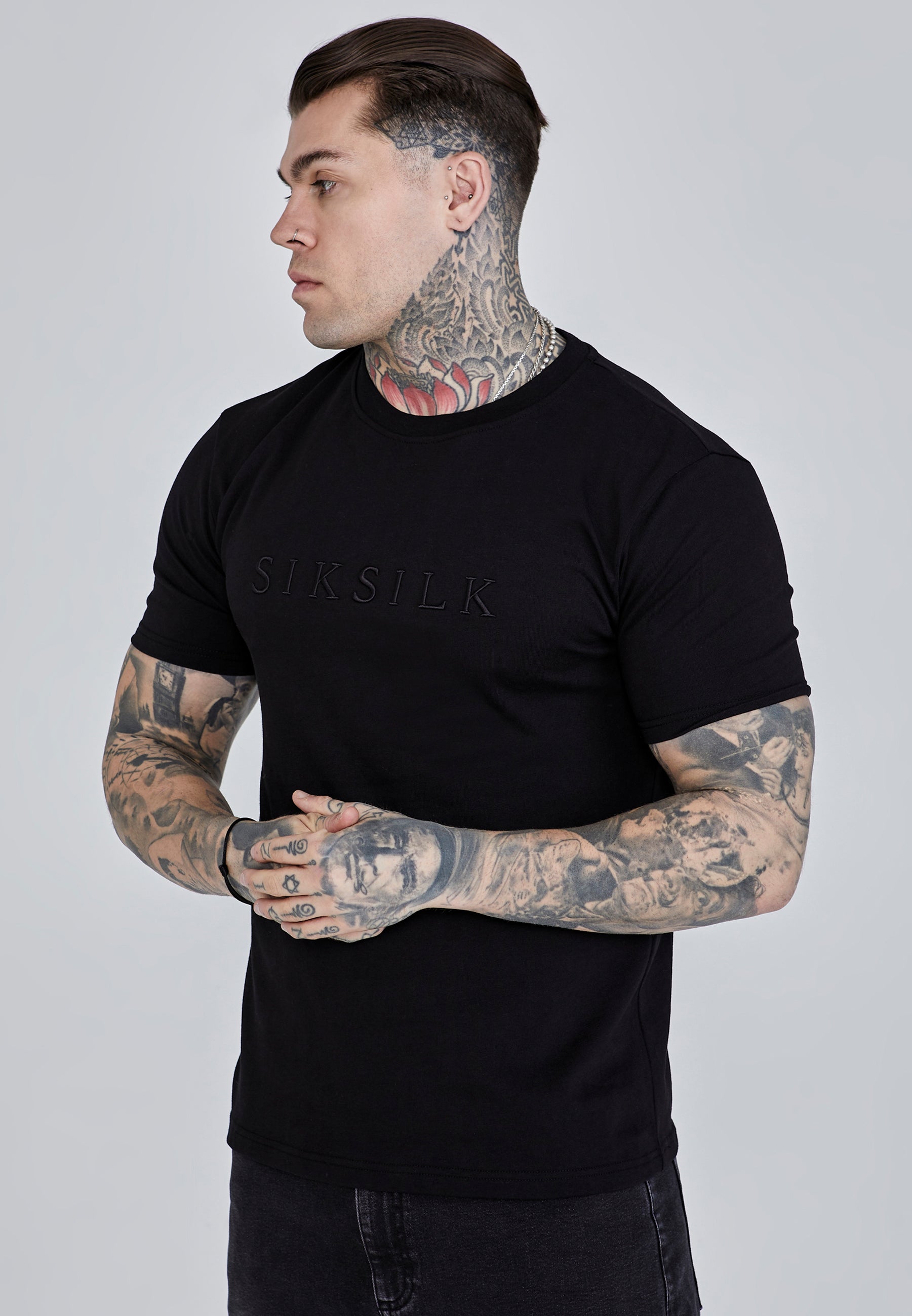 Maglietta con logo in nero Magliette SikSilk   