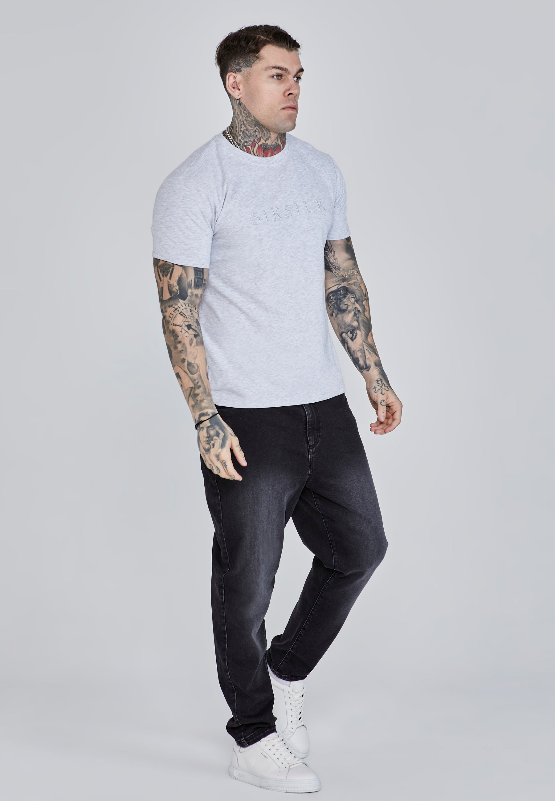 Maglietta con logo in marna grigia Magliette SikSilk   