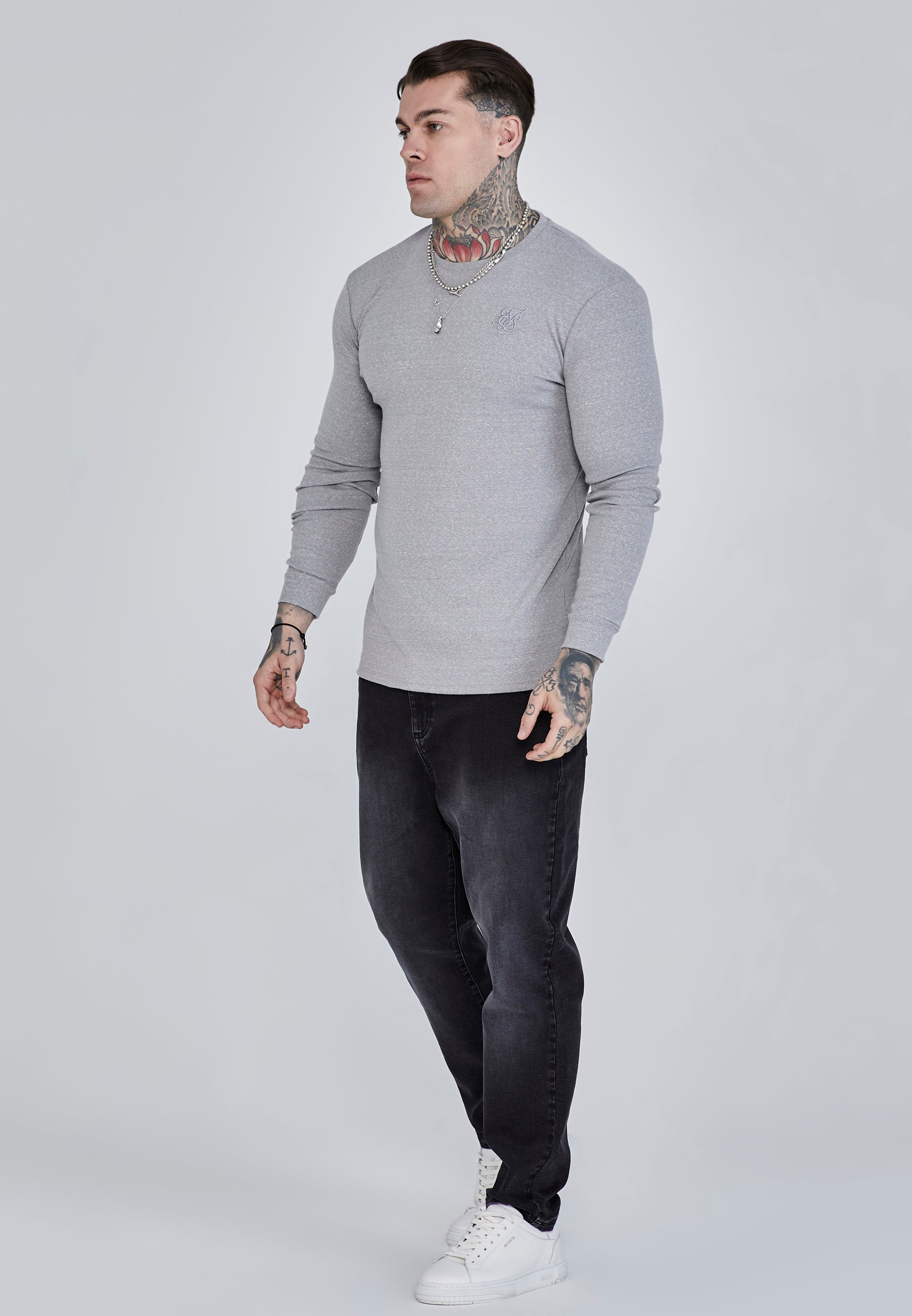 Maglietta a maniche lunghe in marna grigia Magliette SikSilk   