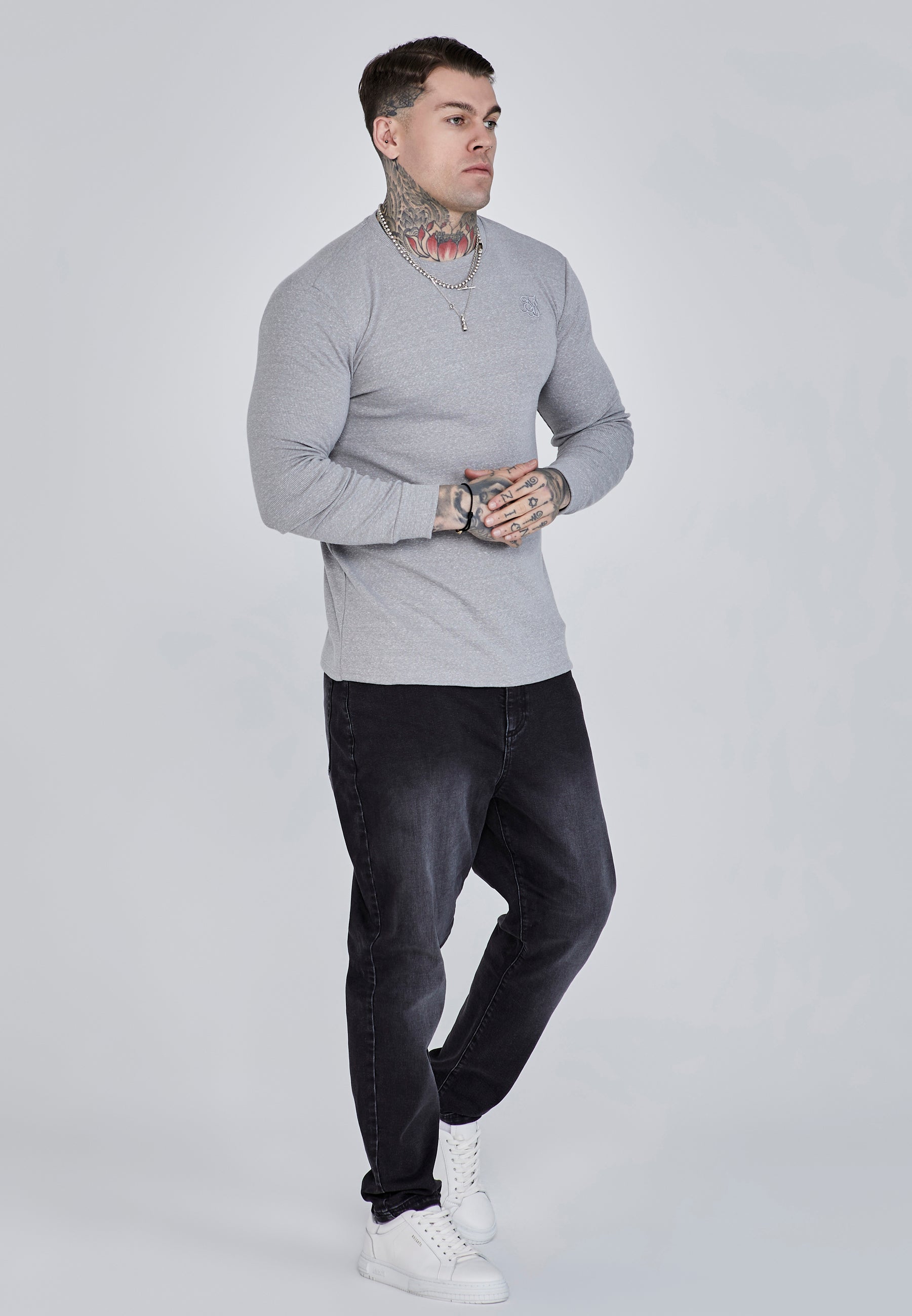 Maglietta a maniche lunghe in marna grigia Magliette SikSilk   