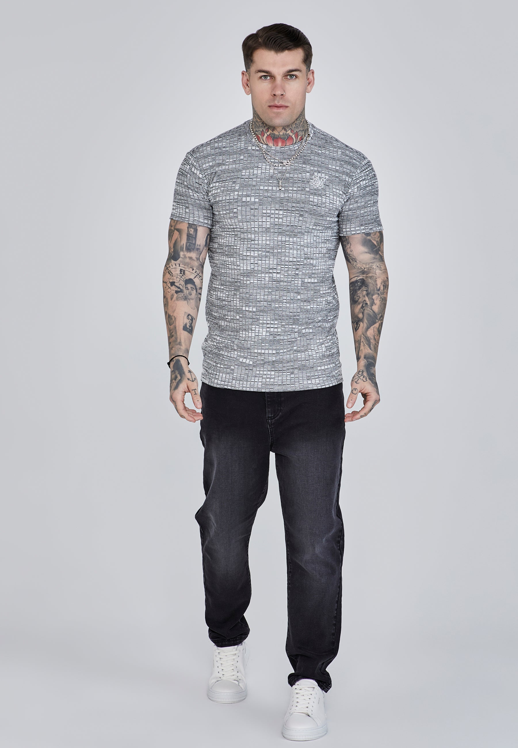 Maglietta a coste in grigio Magliette SikSilk   