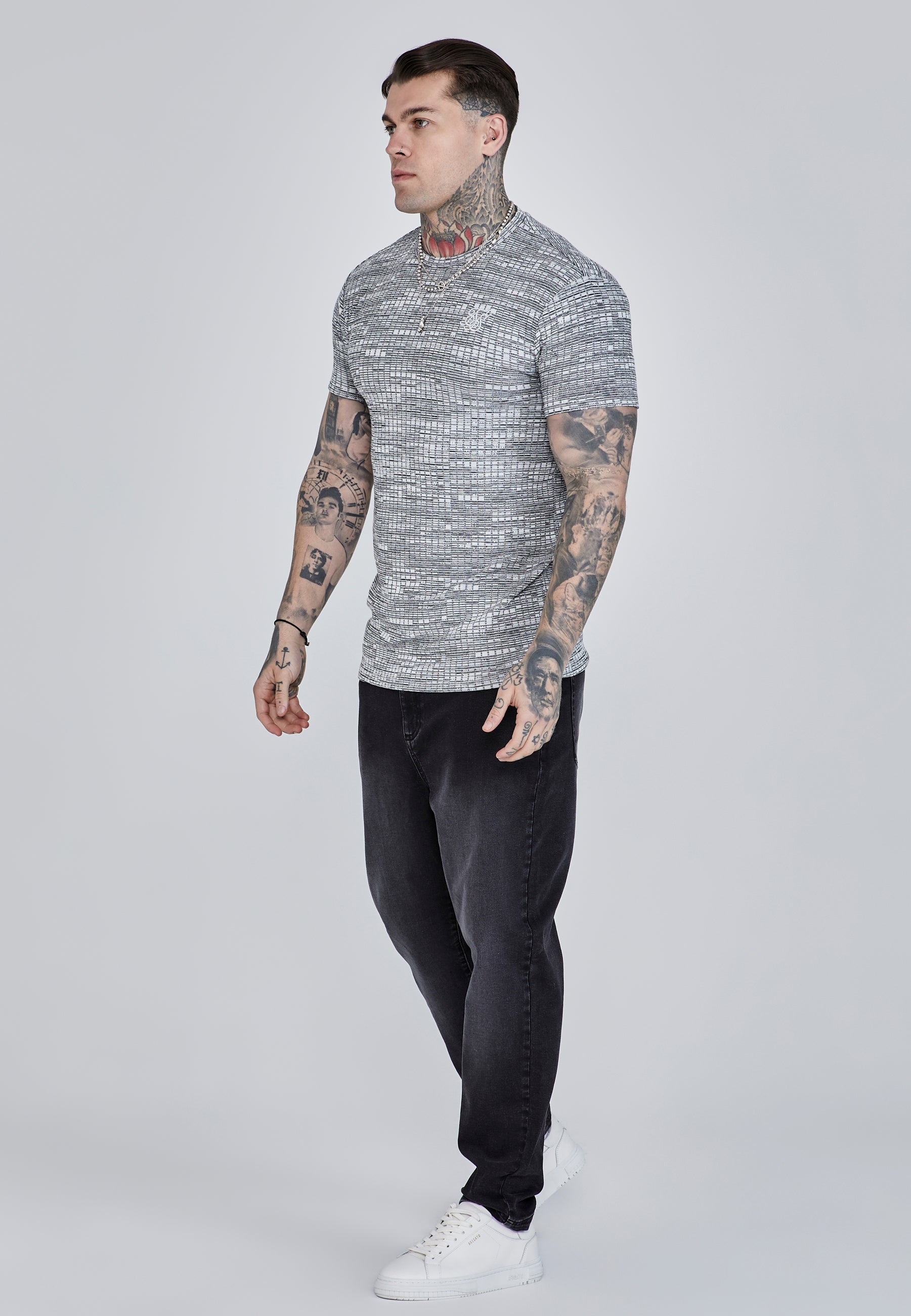 Maglietta a coste in grigio Magliette SikSilk   