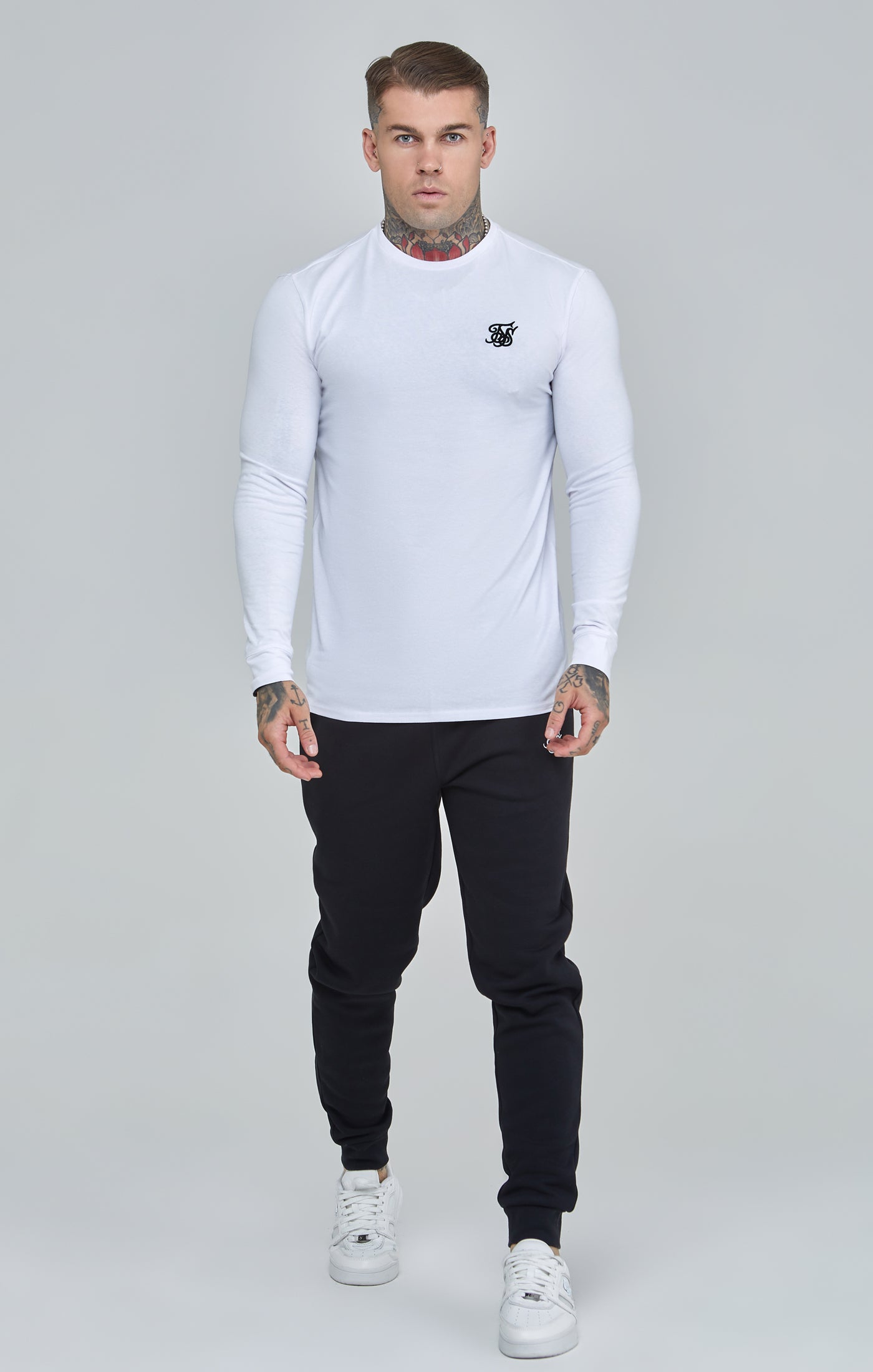 Maglietta Essentials a maniche lunghe in bianco Magliette SikSilk   