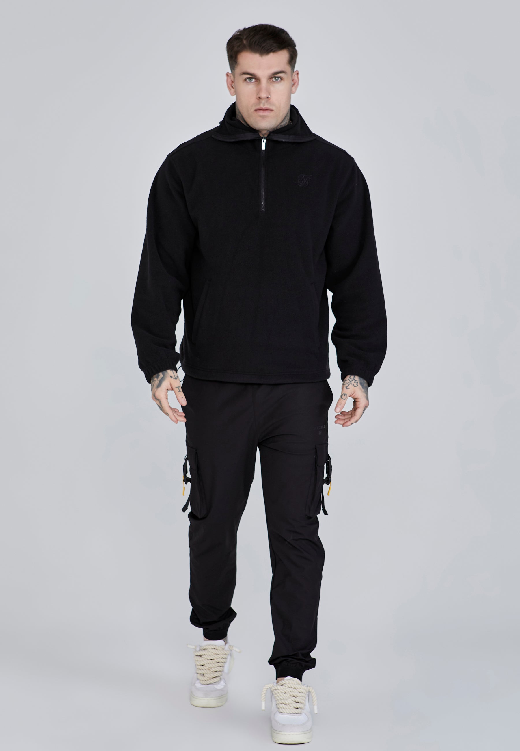 Polar Fleece Hoodie in nero Felpa con cappuccio SikSilk   