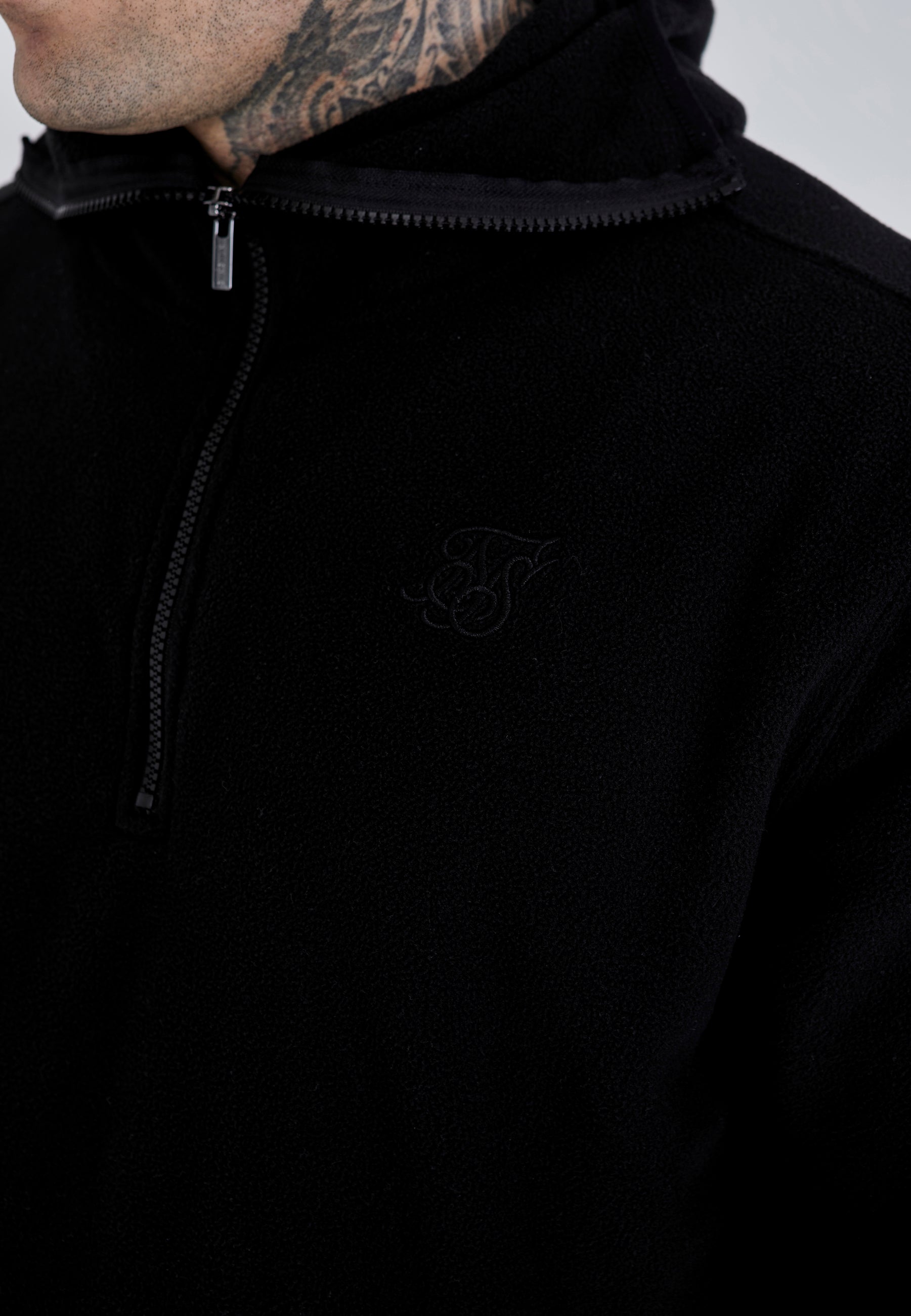 Polar Fleece Hoodie in nero Felpa con cappuccio SikSilk   