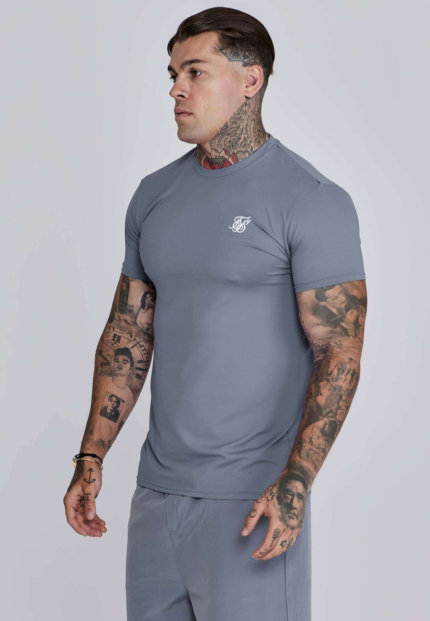 Maglietta Muscle Fit in grigio Magliette SikSilk