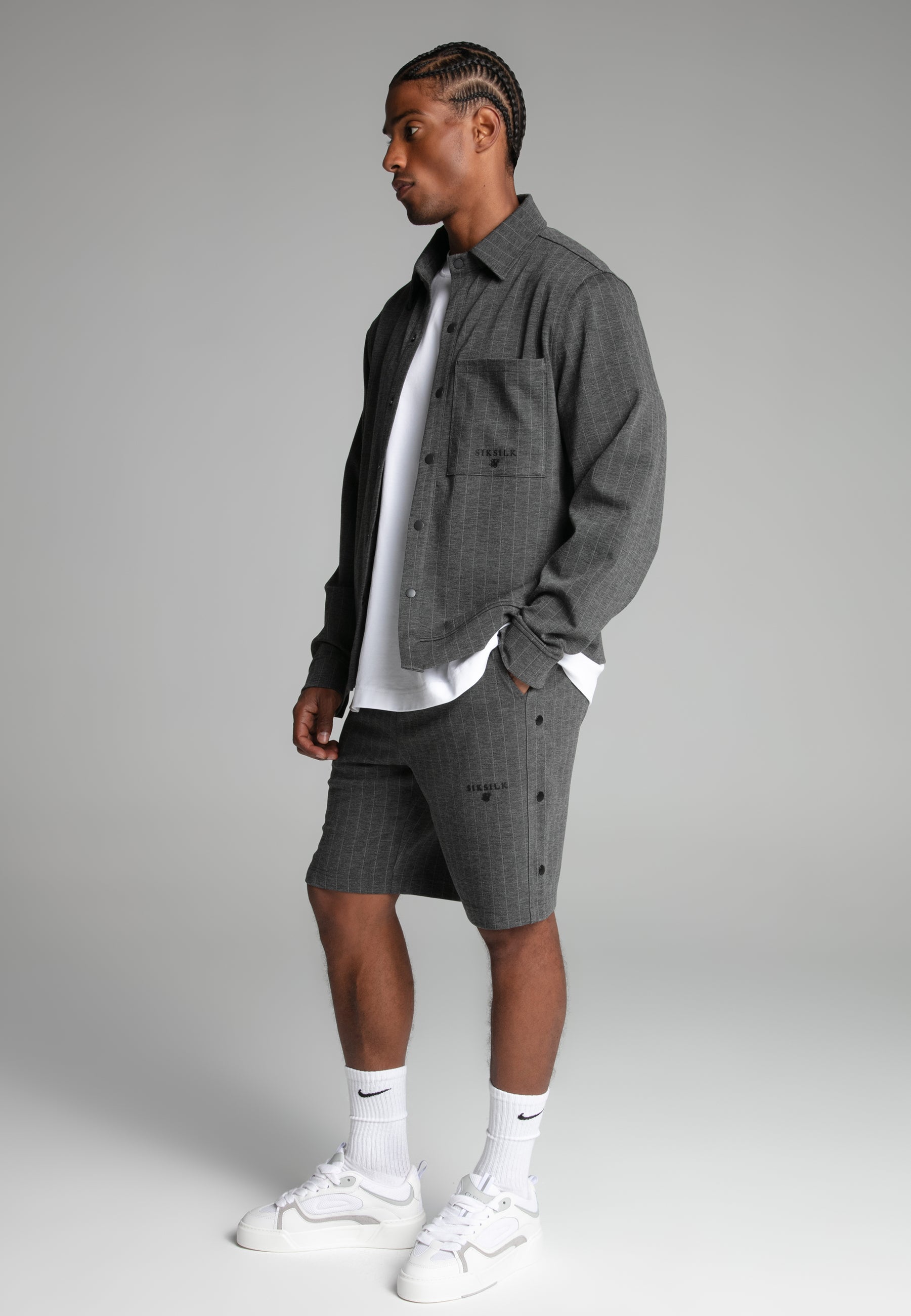 Giacca gessata in grigio Giacche SikSilk