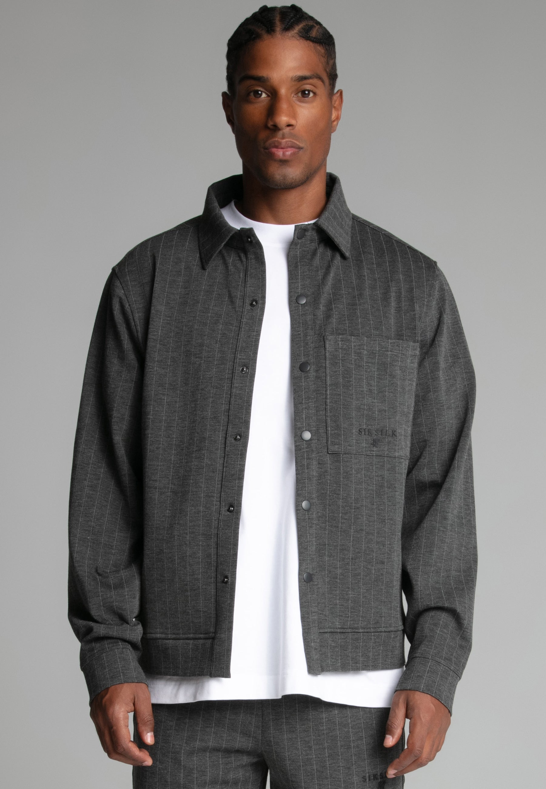 Giacca gessata in grigio Giacche SikSilk