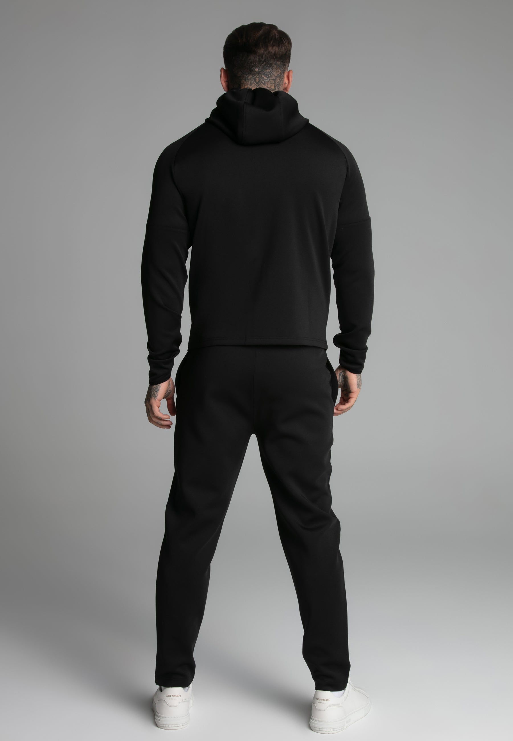 Felpa con cappuccio con zip intera in nero Giacche con cappuccio SikSilk