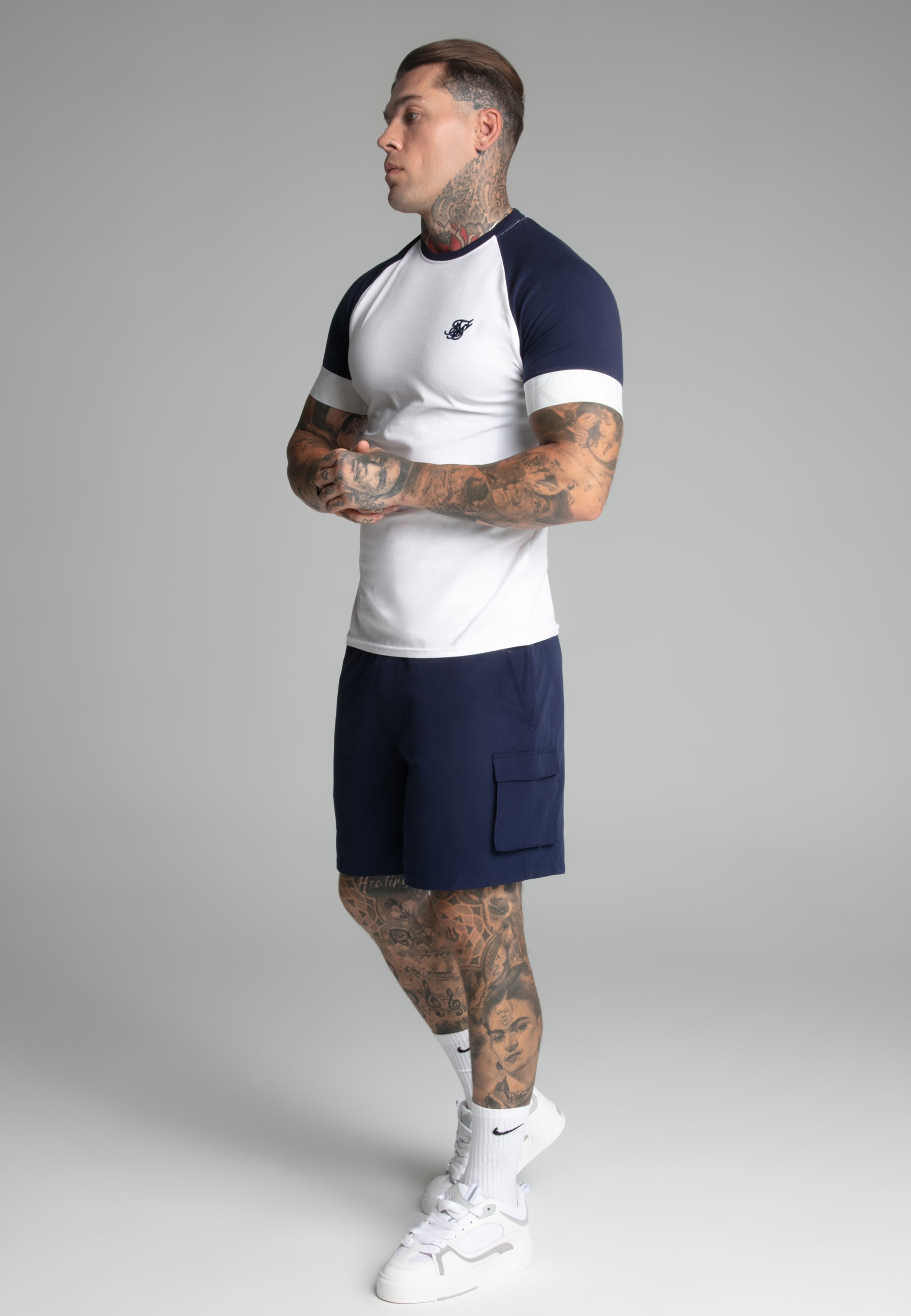 Maglietta Tech in bianco, navy Magliette SikSilk