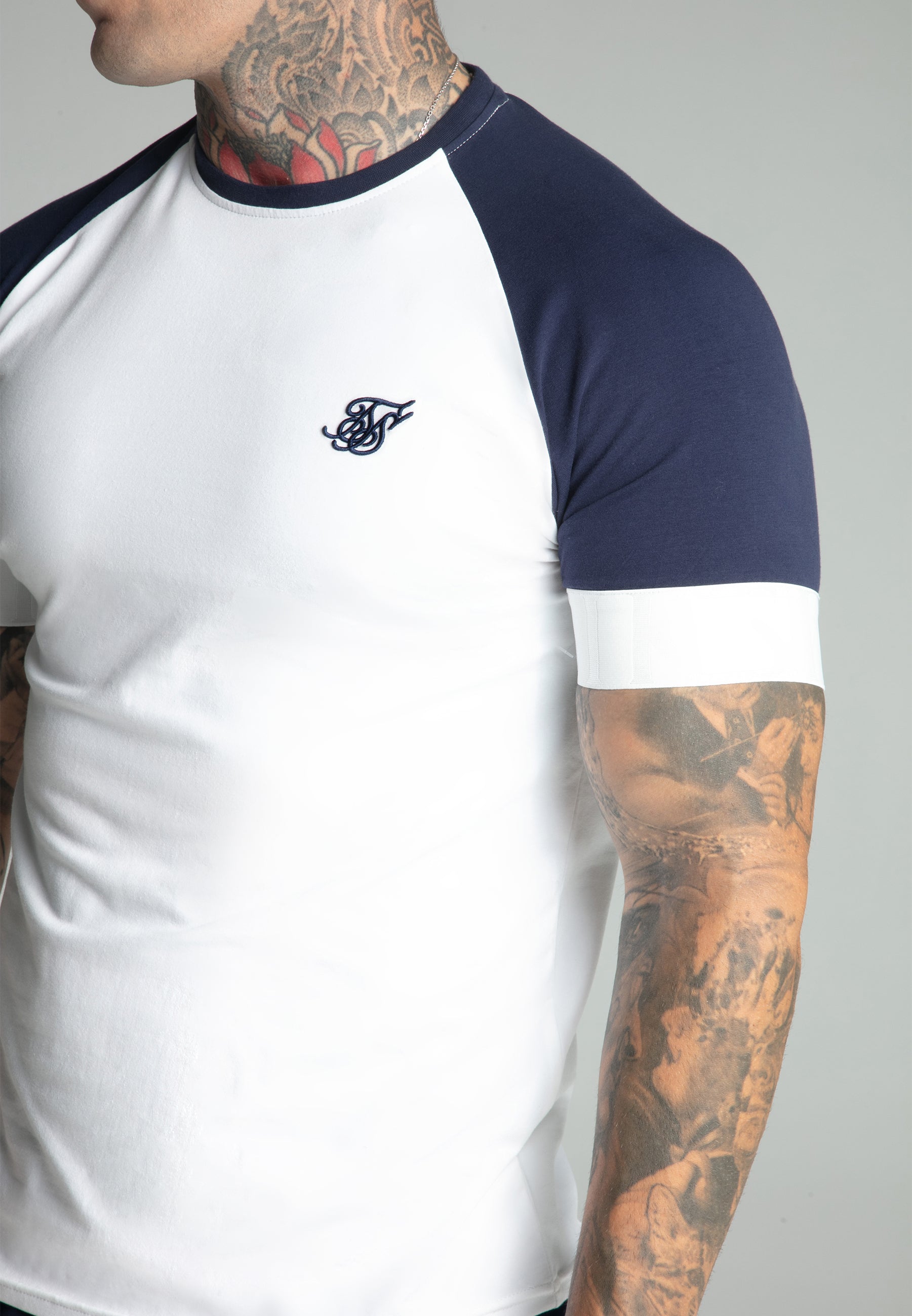 Maglietta Tech in bianco, navy Magliette SikSilk