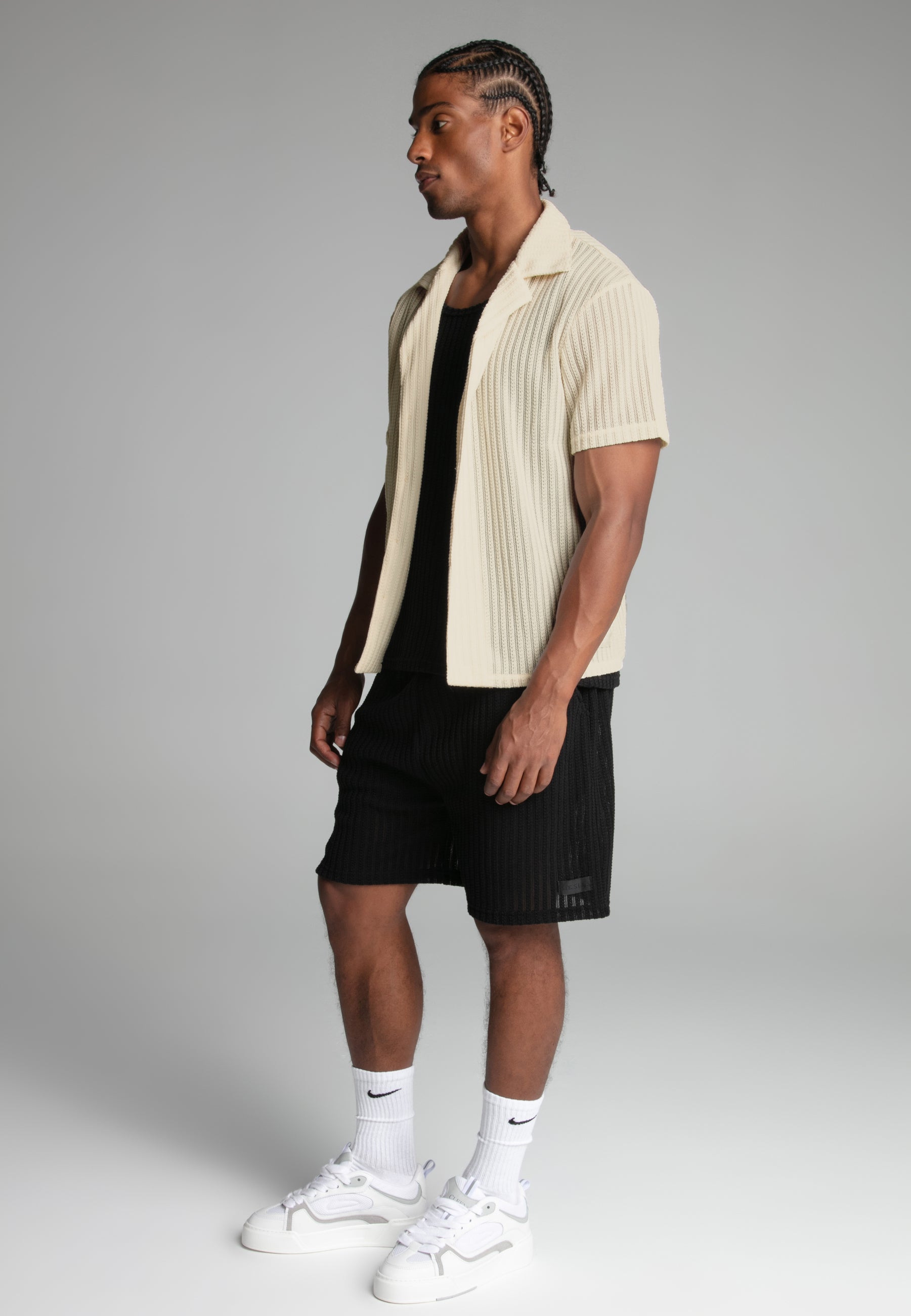 Camicia Resort testurizzata in ecru Camicie SikSilk