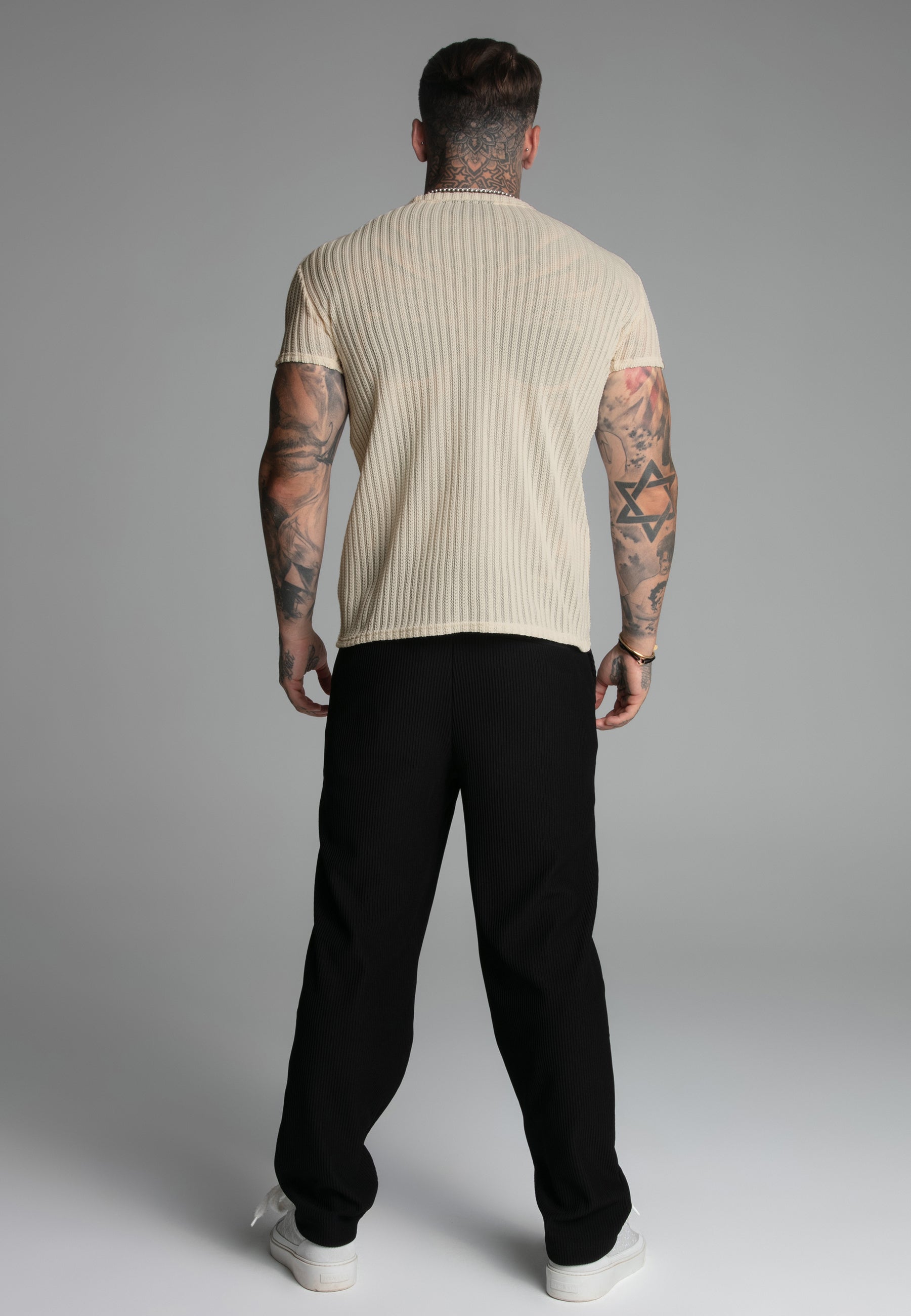 Maglietta muscolare testurizzata in ecrù Magliette SikSilk