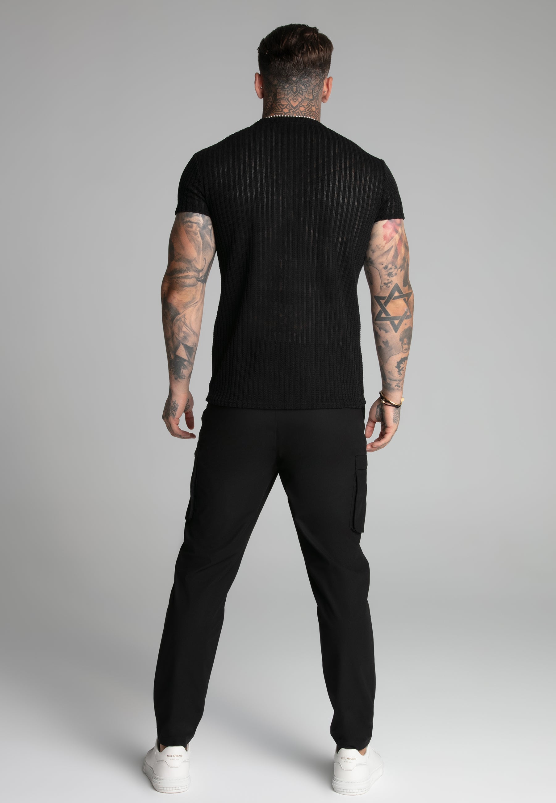 Maglietta muscolare testurizzata in nero Magliette SikSilk