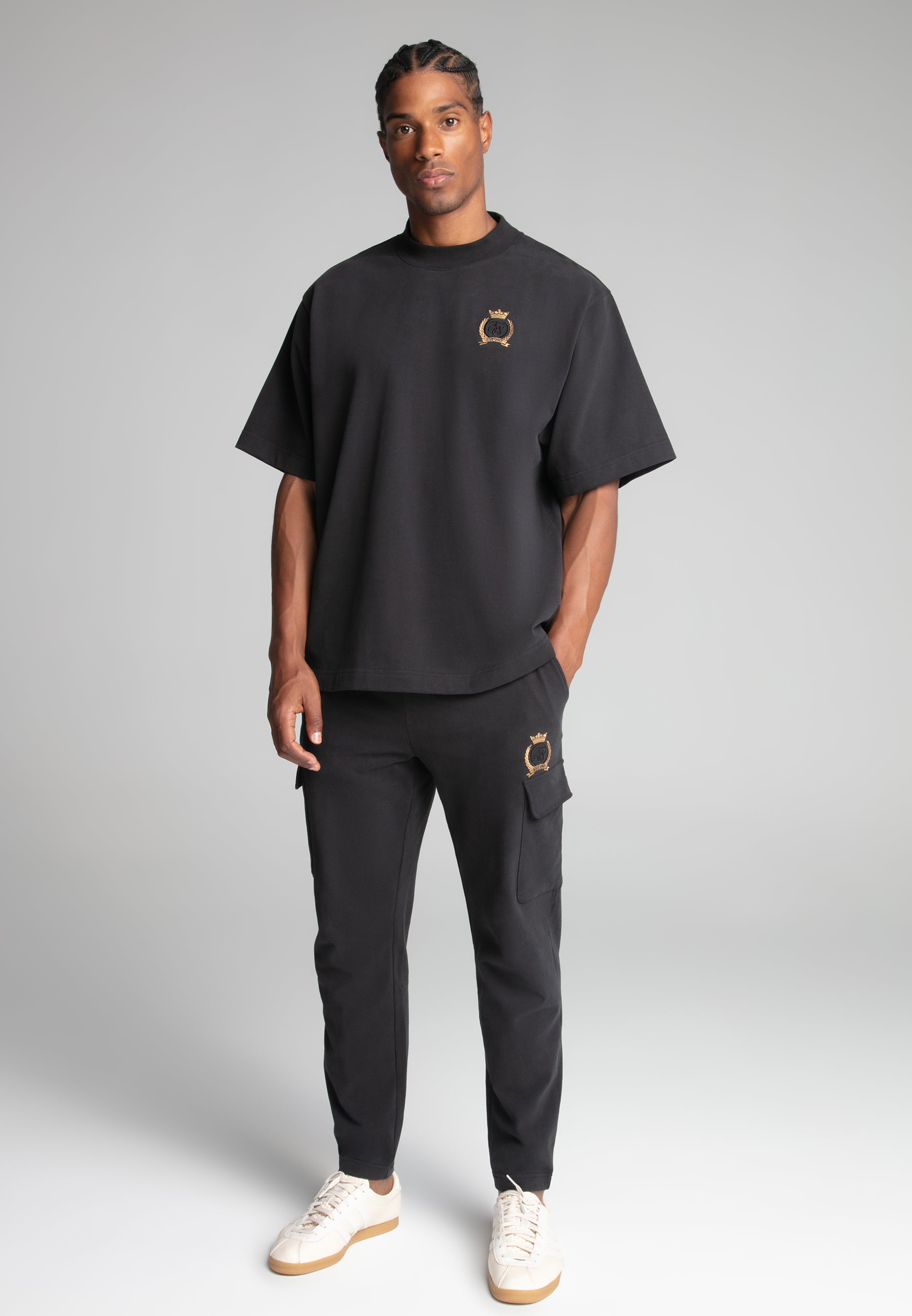 Crest Cargo Joggers in nero Pantaloni SikSilk