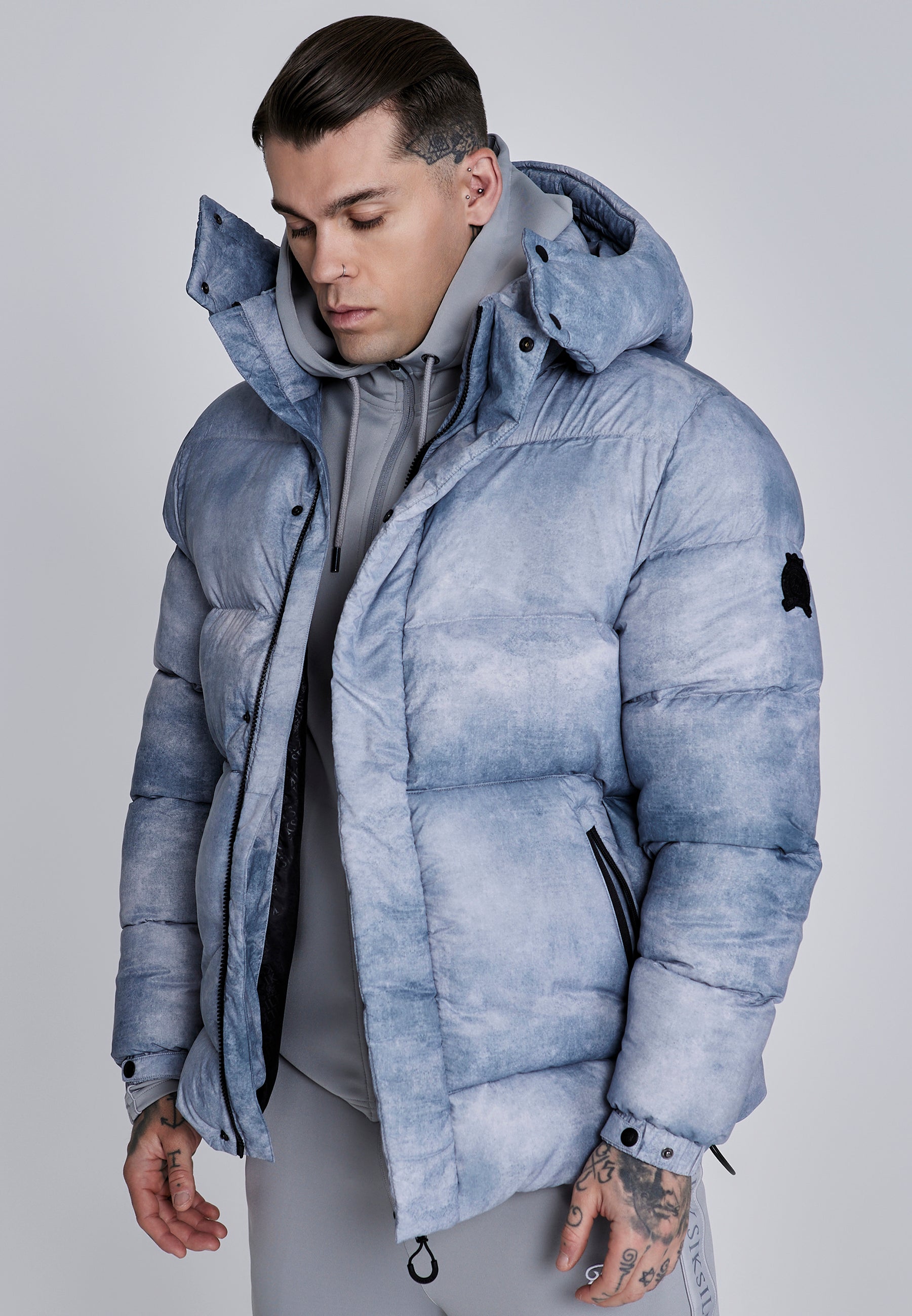 Giacca Puffer in grigio chiaro Giacche SikSilk