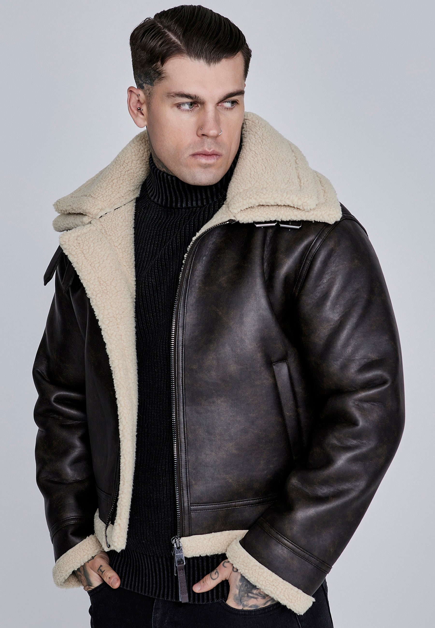 Giacca Aviator in marrone Giacche SikSilk