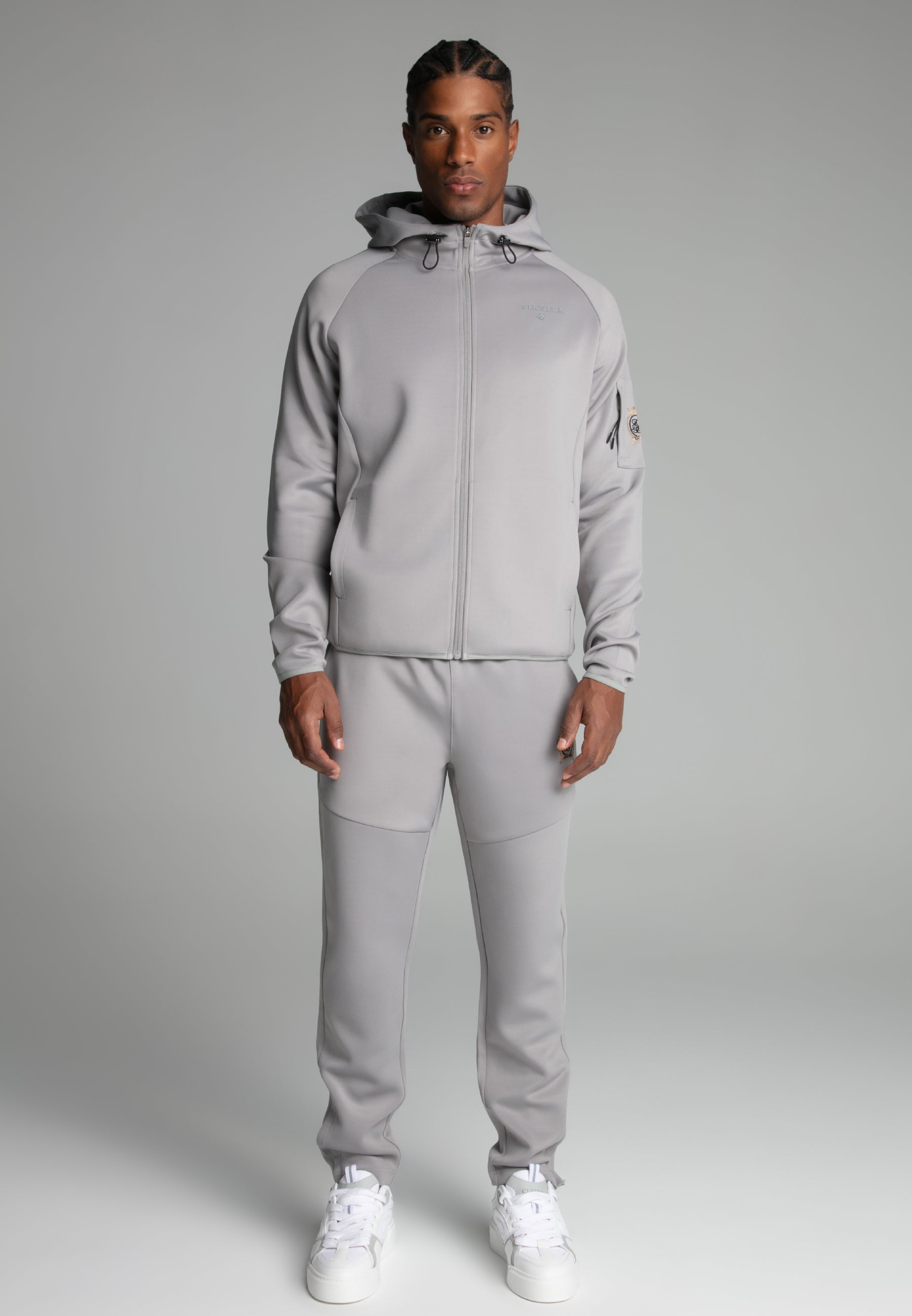 Felpa con cappuccio con zip intera in grigio Giacche con cappuccio SikSilk