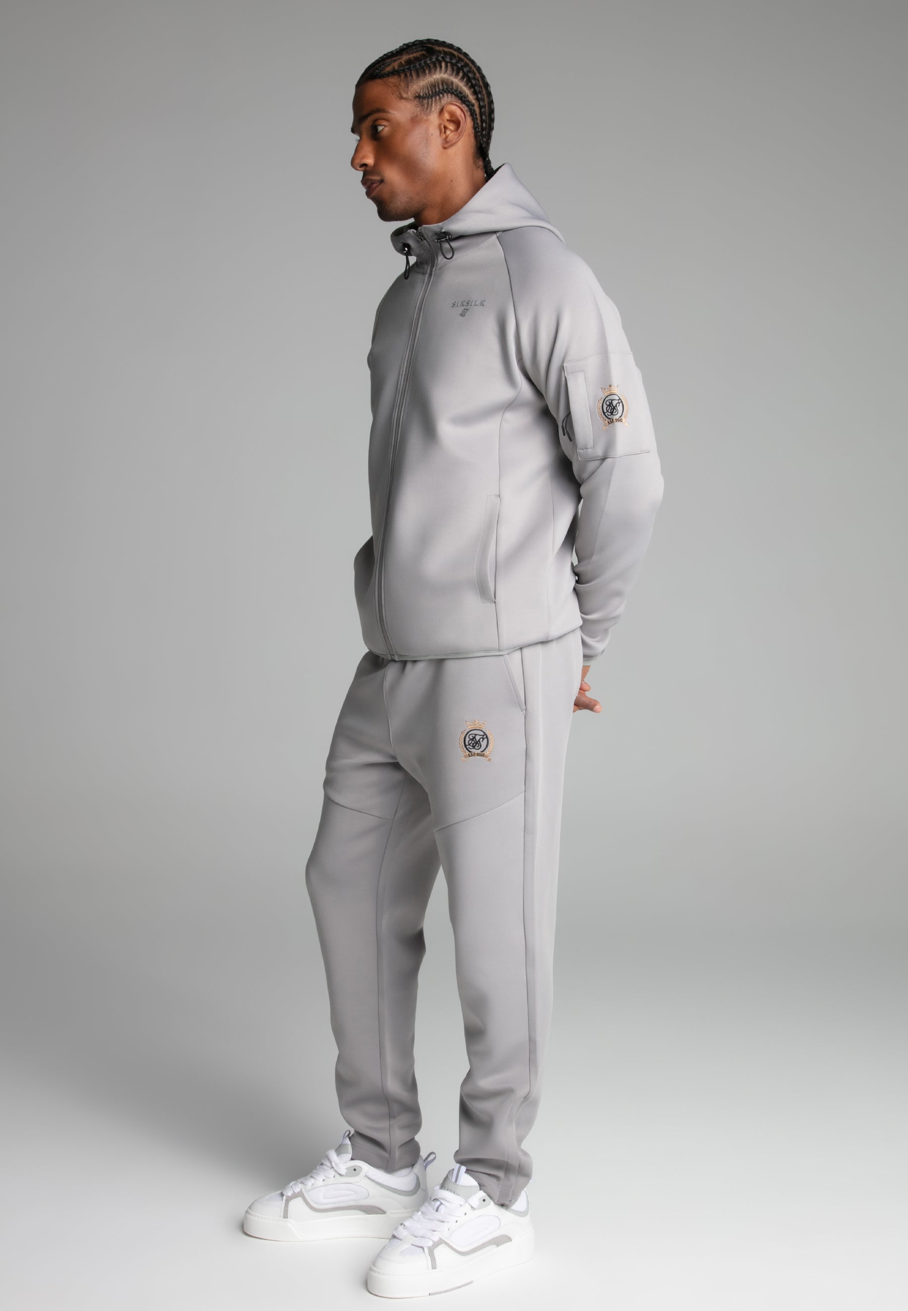 Felpa con cappuccio con zip intera in grigio Giacche con cappuccio SikSilk
