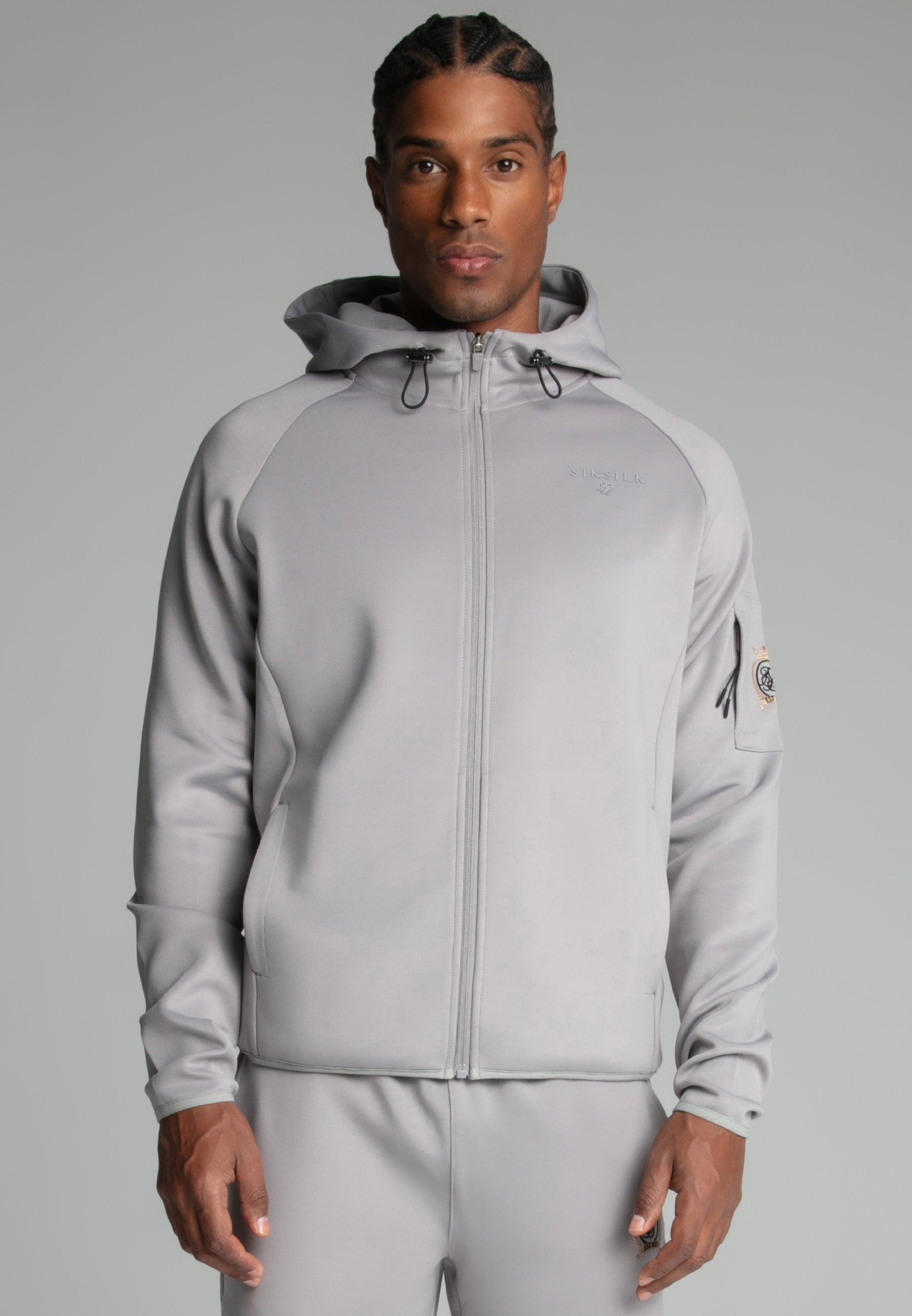 Felpa con cappuccio con zip intera in grigio Giacche con cappuccio SikSilk