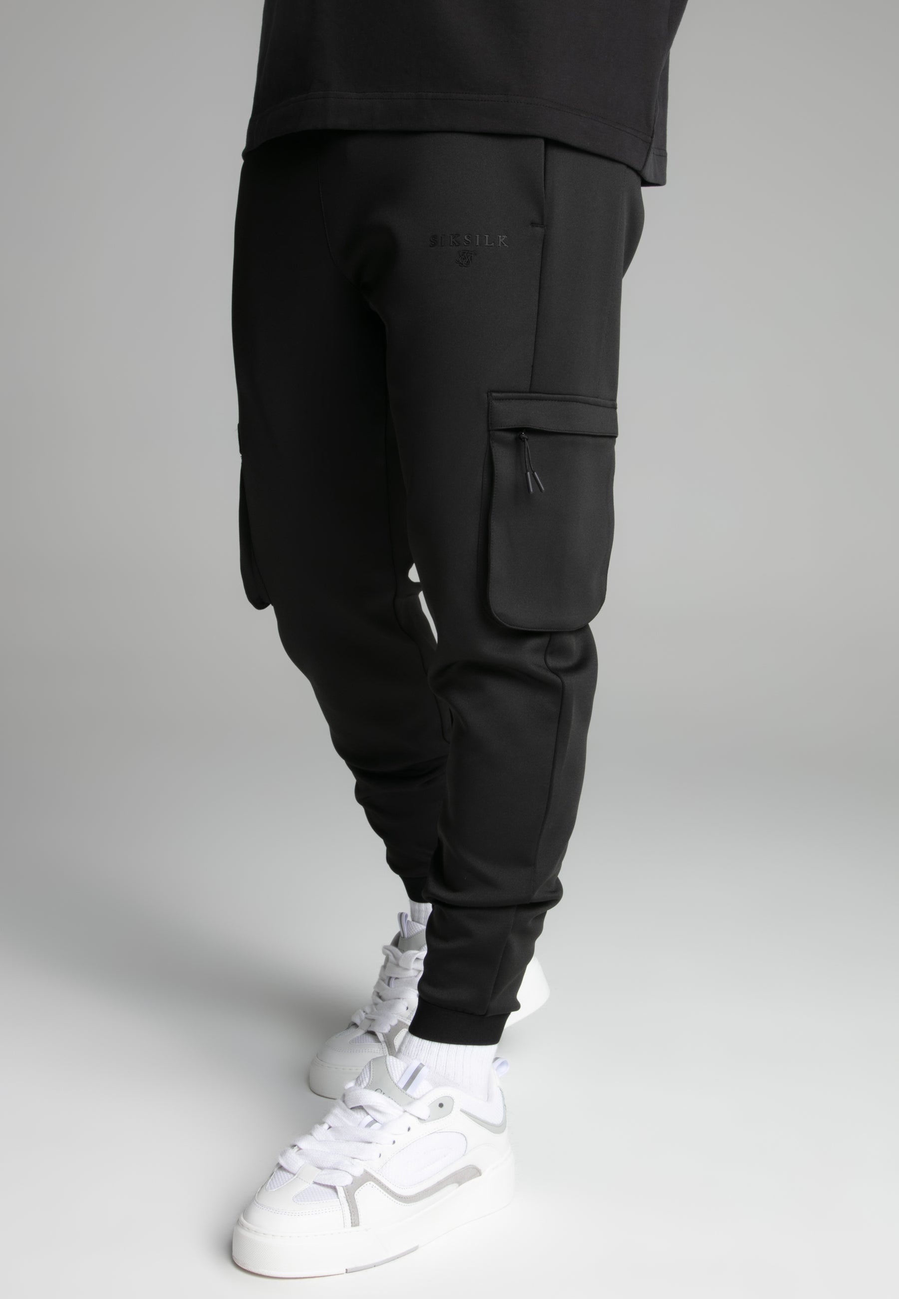 Joggers Cargo in nero Pantaloni SikSilk