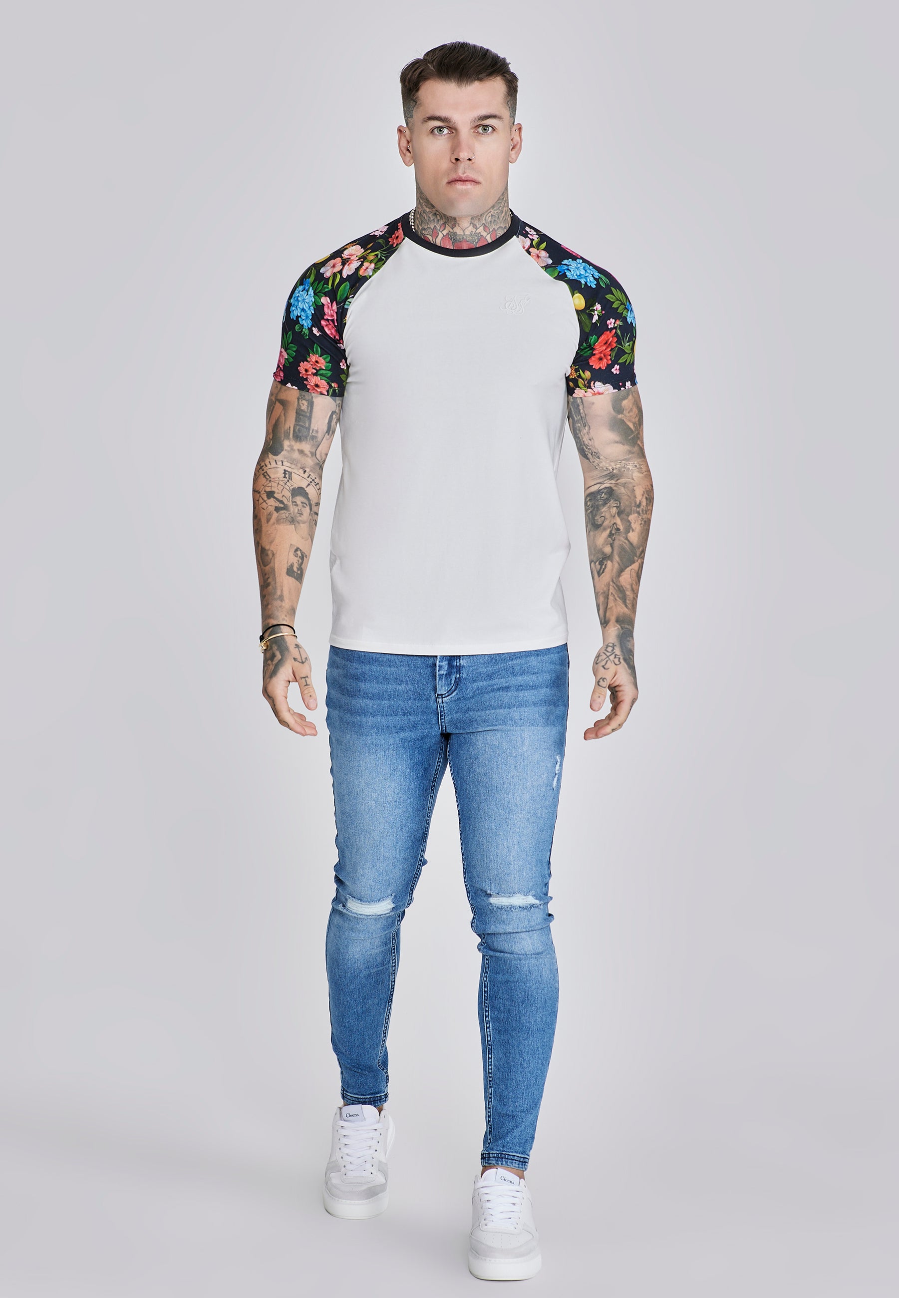 Maglietta Raglan in Ecru Multi T-Shirt SikSilk