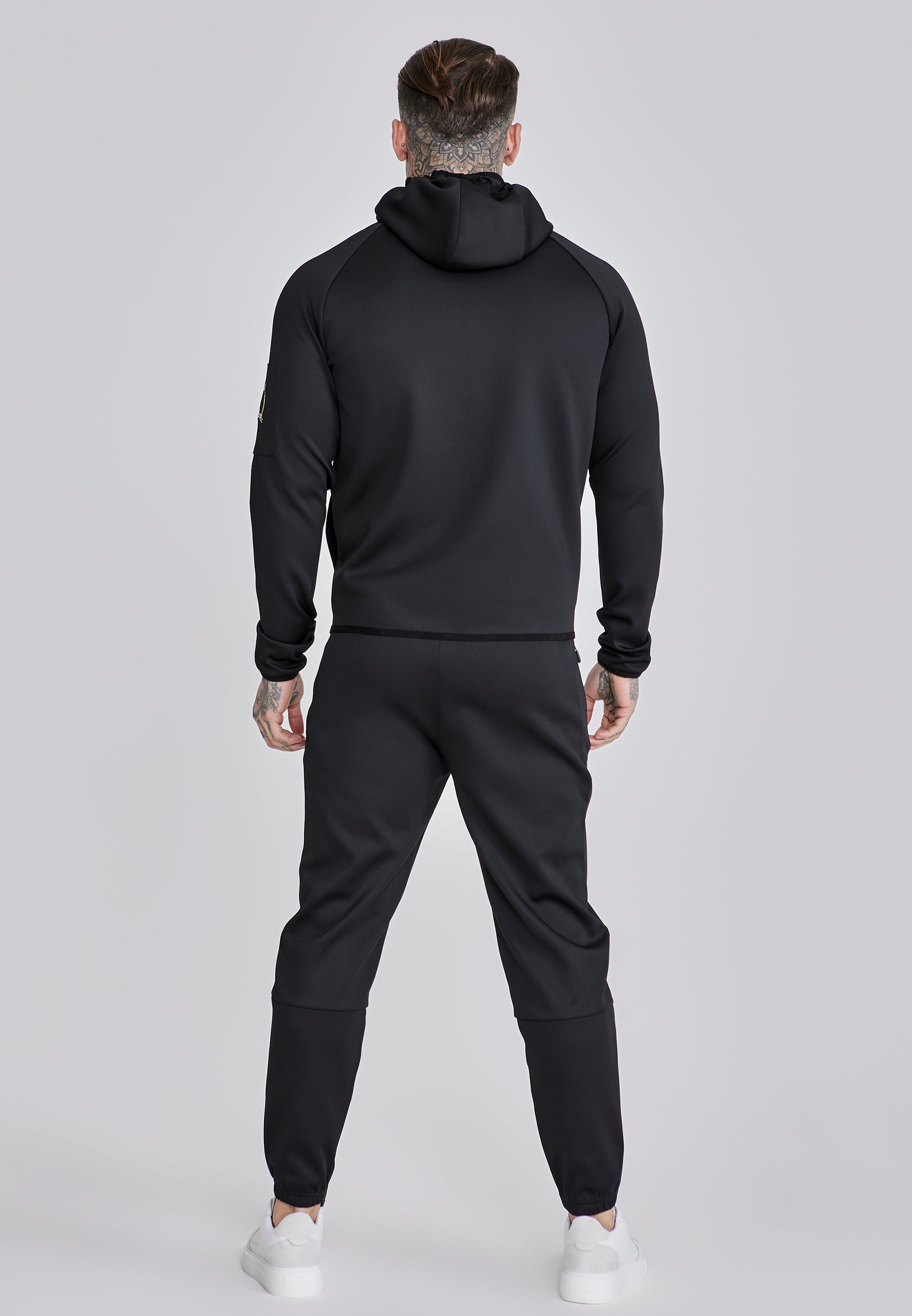 Felpa con cappuccio con zip intera in nero Giacche di felpa SikSilk