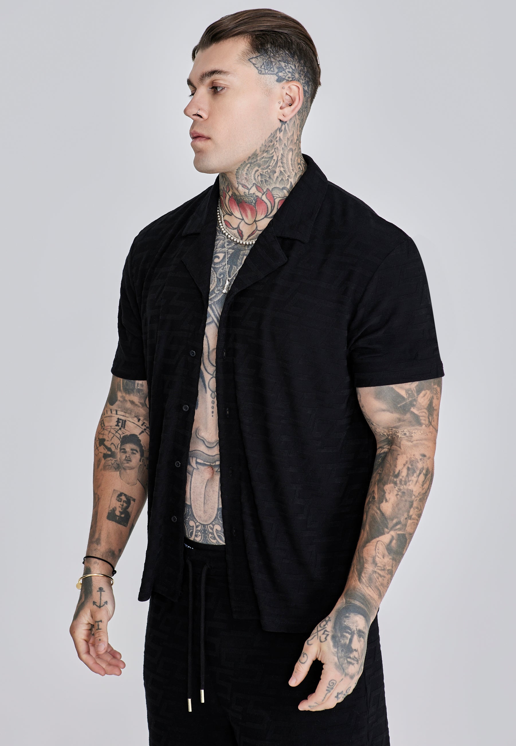 Camicia in spugna in nero Camicie SikSilk