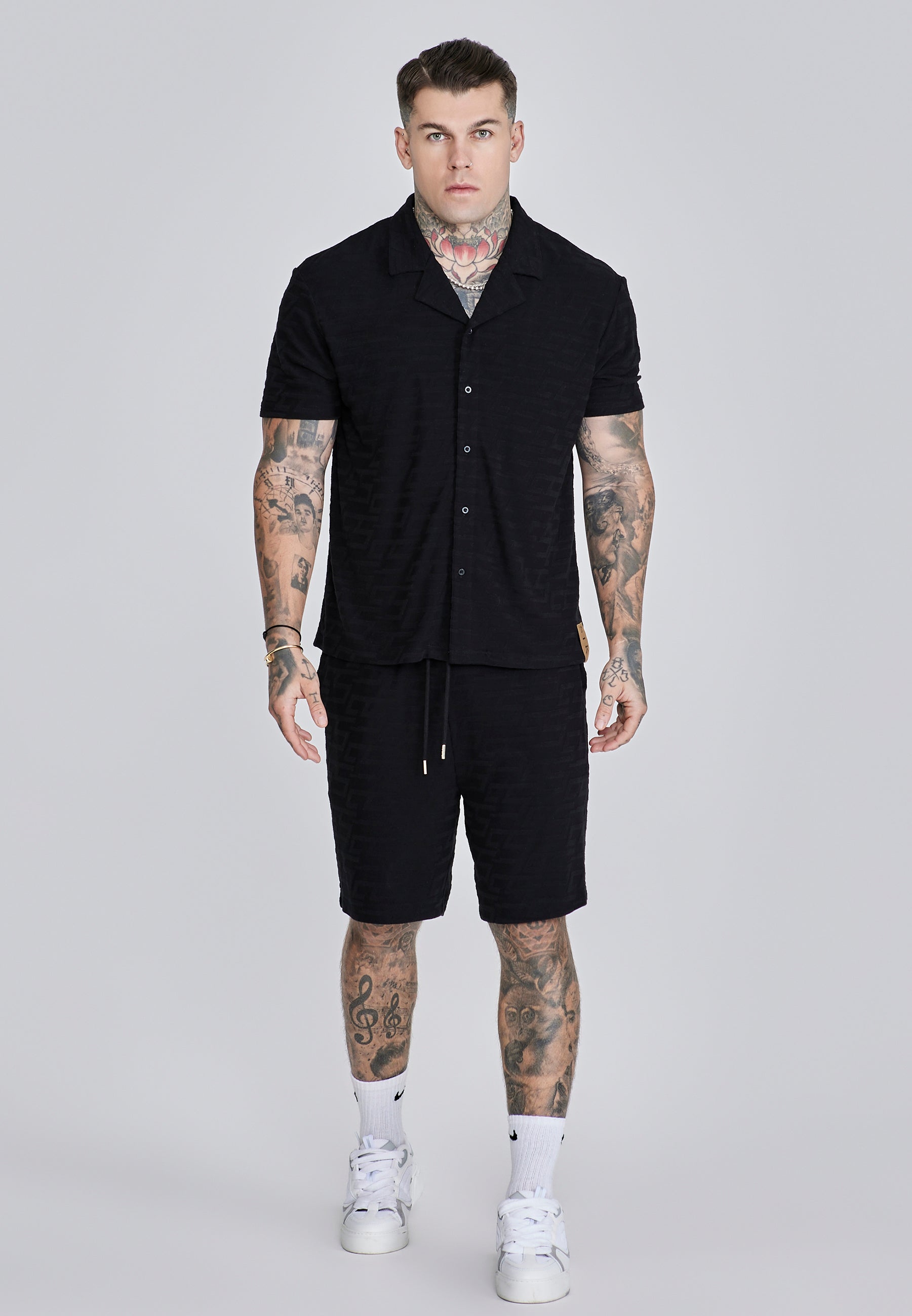 Pantaloncini in spugna in nero SikSilk
