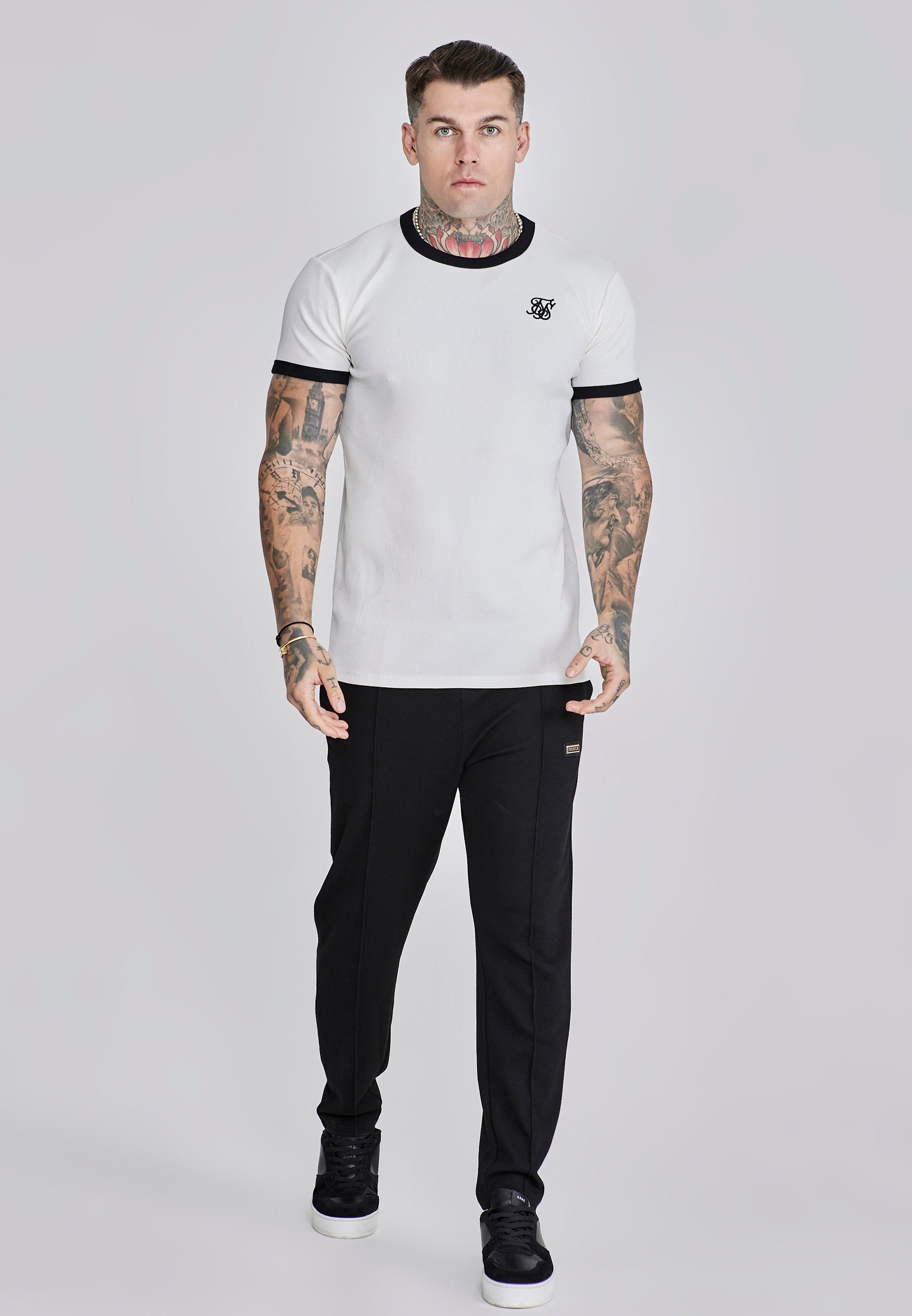 Maglietta a coste Ringer in ecru Magliette SikSilk