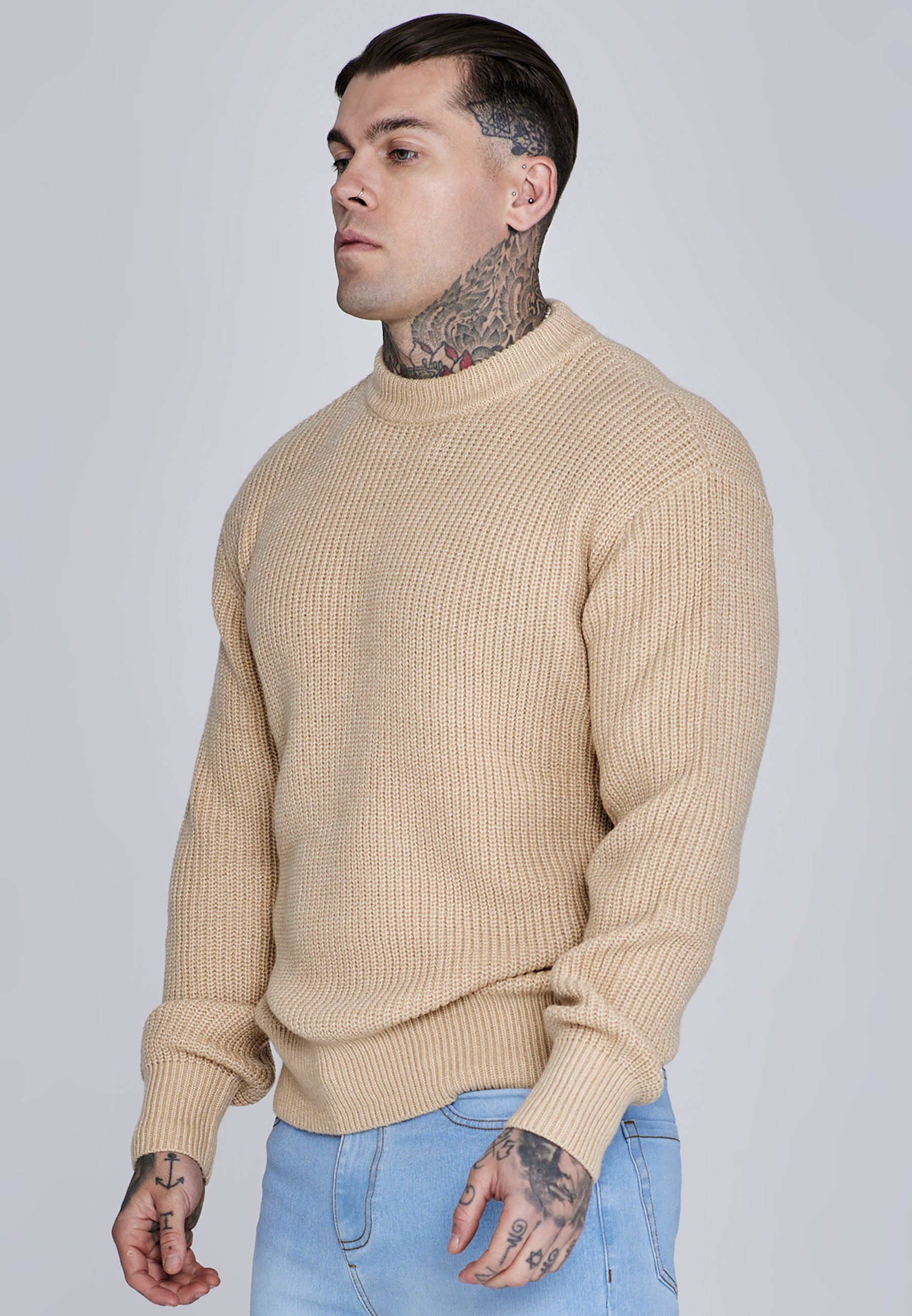 Maglione lavorato a maglia in Ecrù Maglioni SikSilk