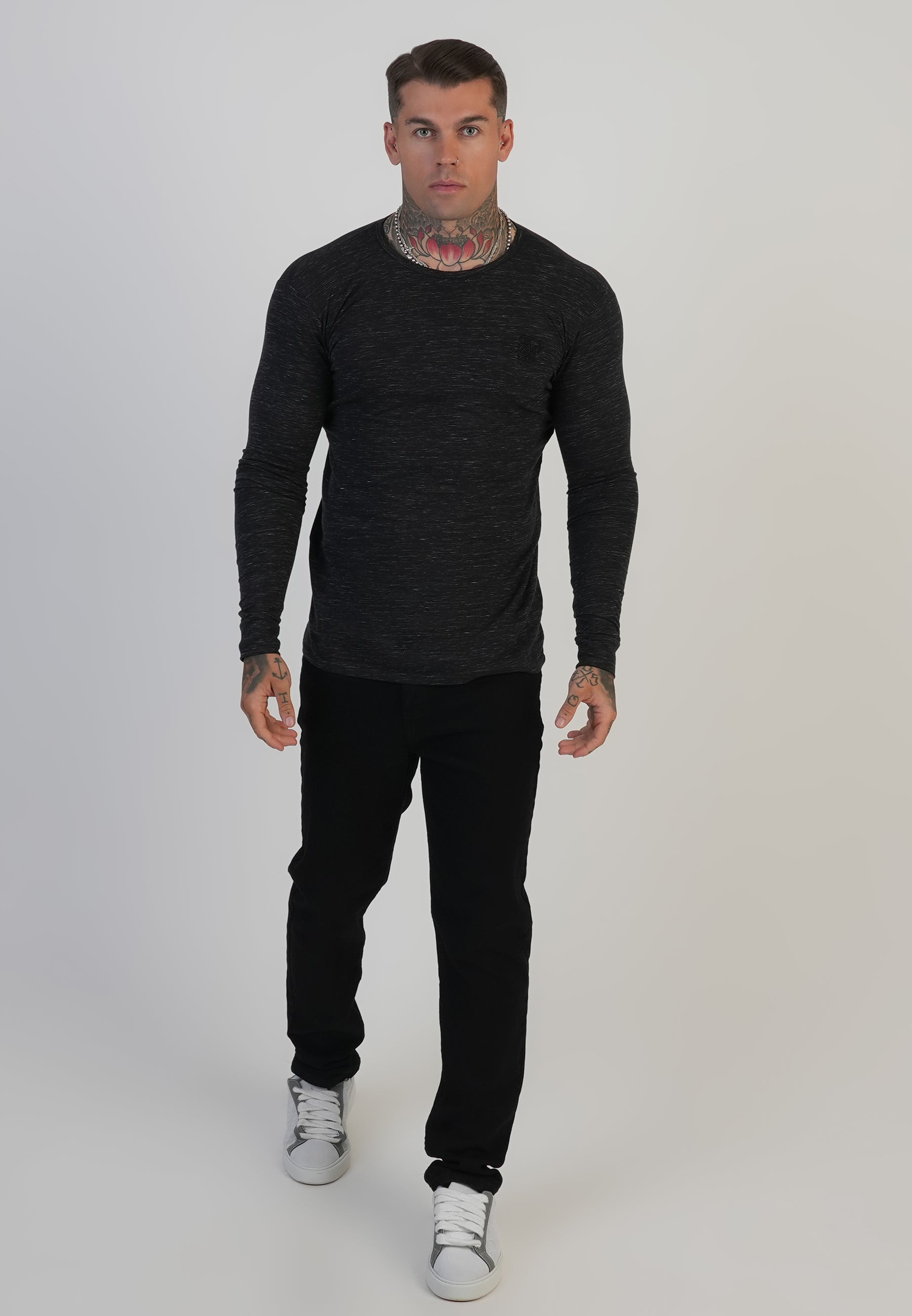 Maglietta Marl a maniche lunghe in nero Magliette SikSilk
