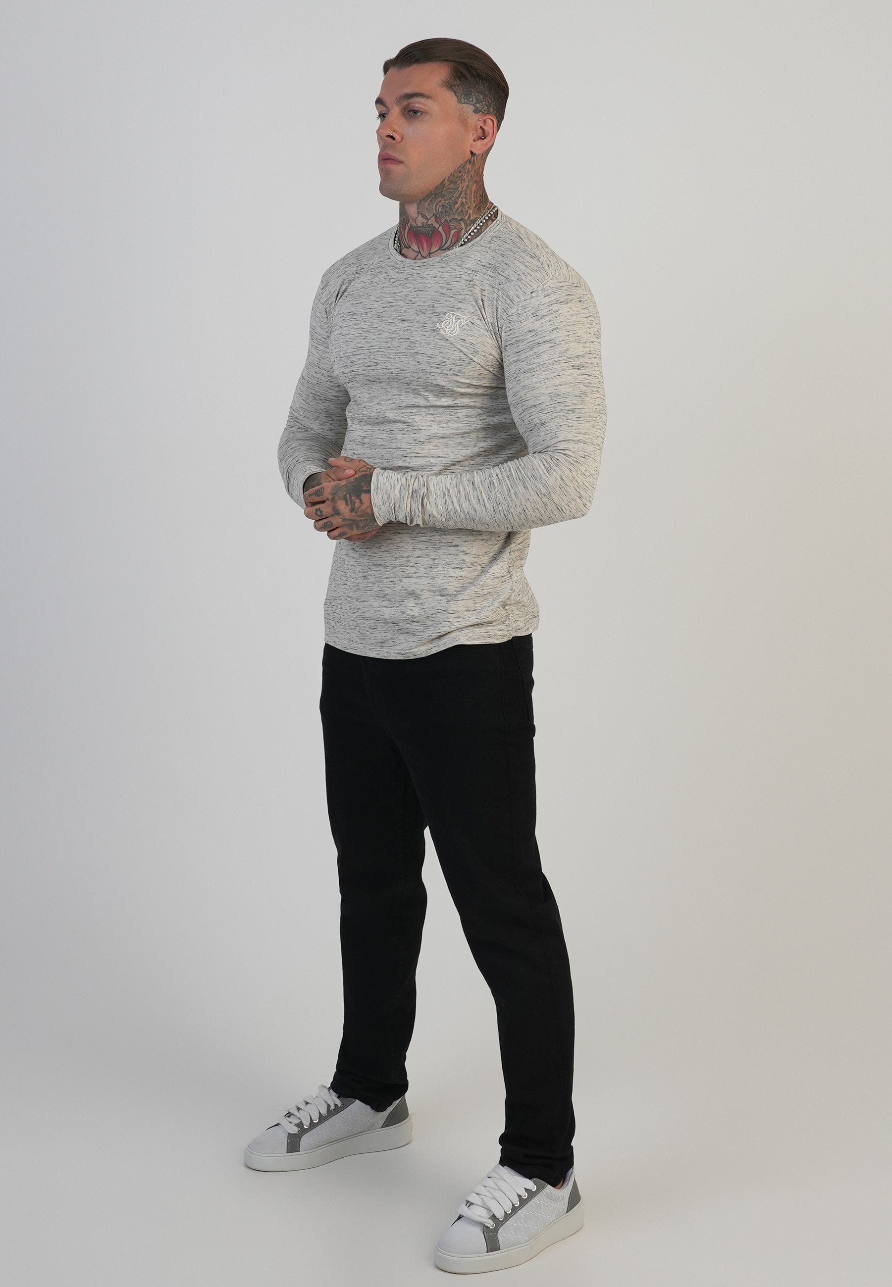 Maglietta Marl a maniche lunghe in bianco Magliette SikSilk