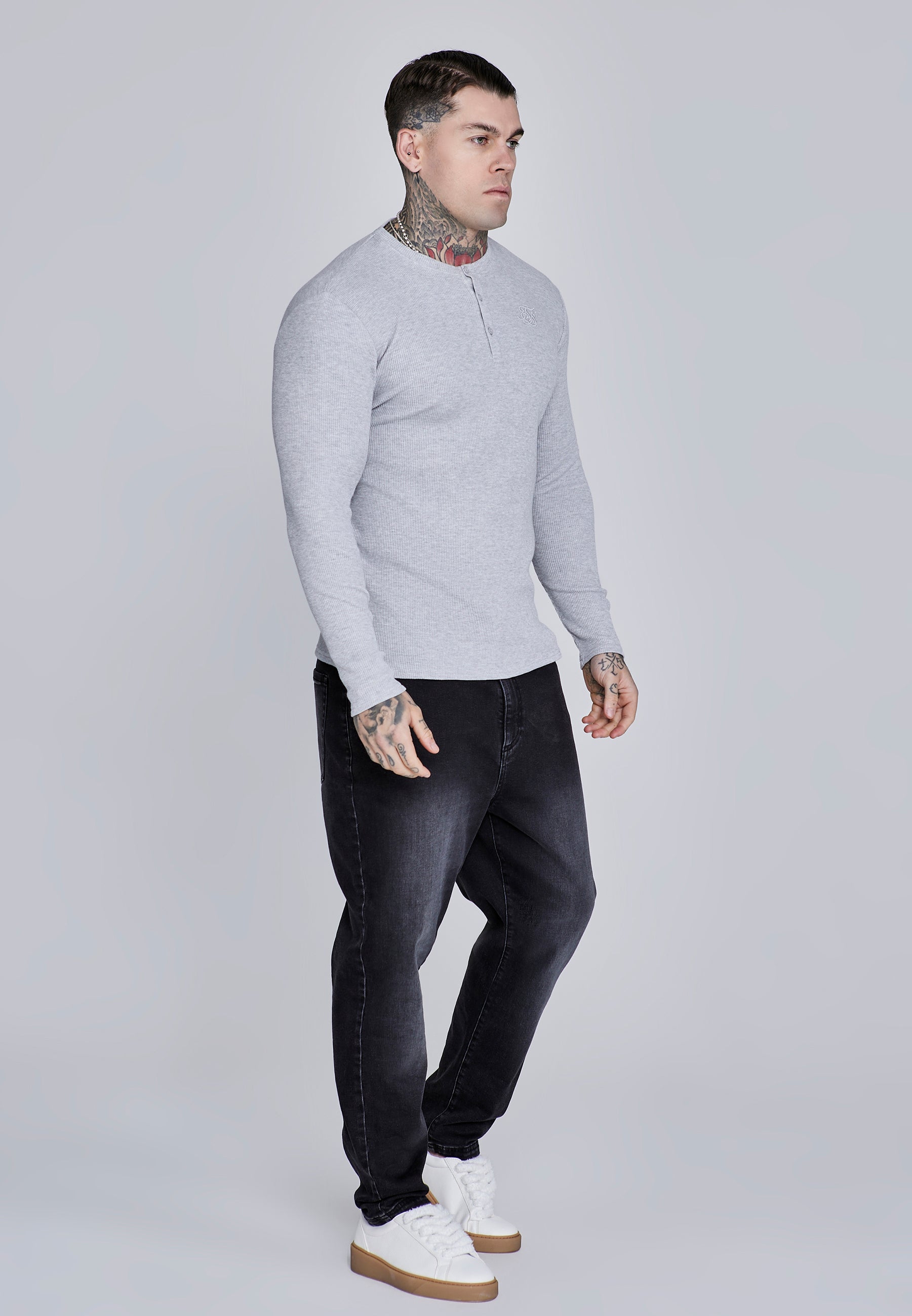 Maglietta Henley in marna grigia Magliette SikSilk