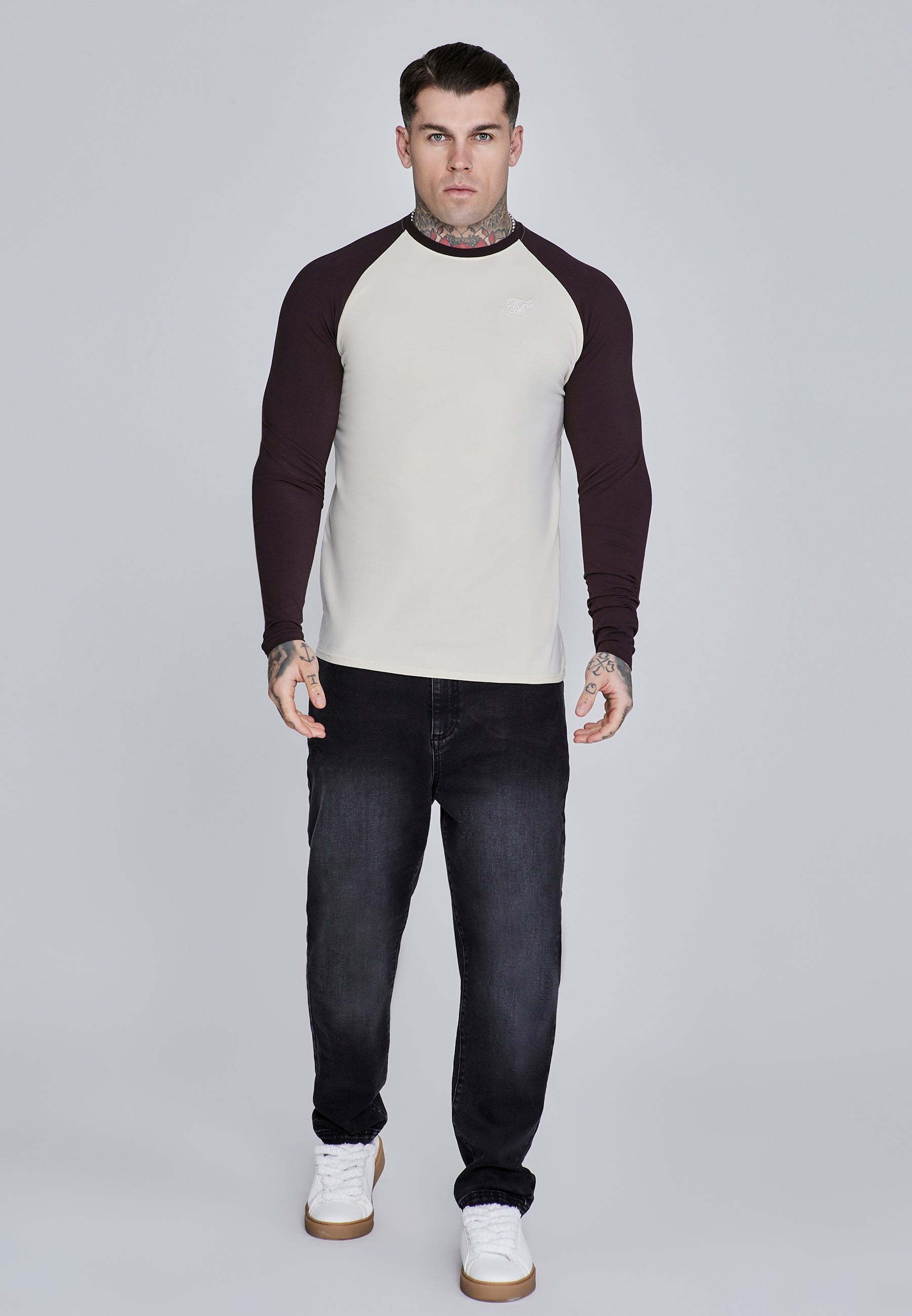 Maglietta Muscle Fit in ecru, marrone Magliette SikSilk