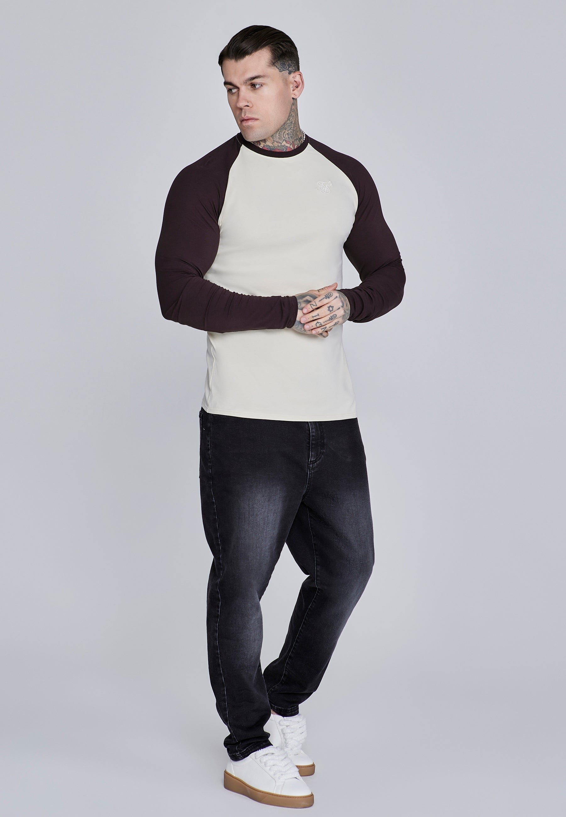 Maglietta Muscle Fit in ecru, marrone Magliette SikSilk