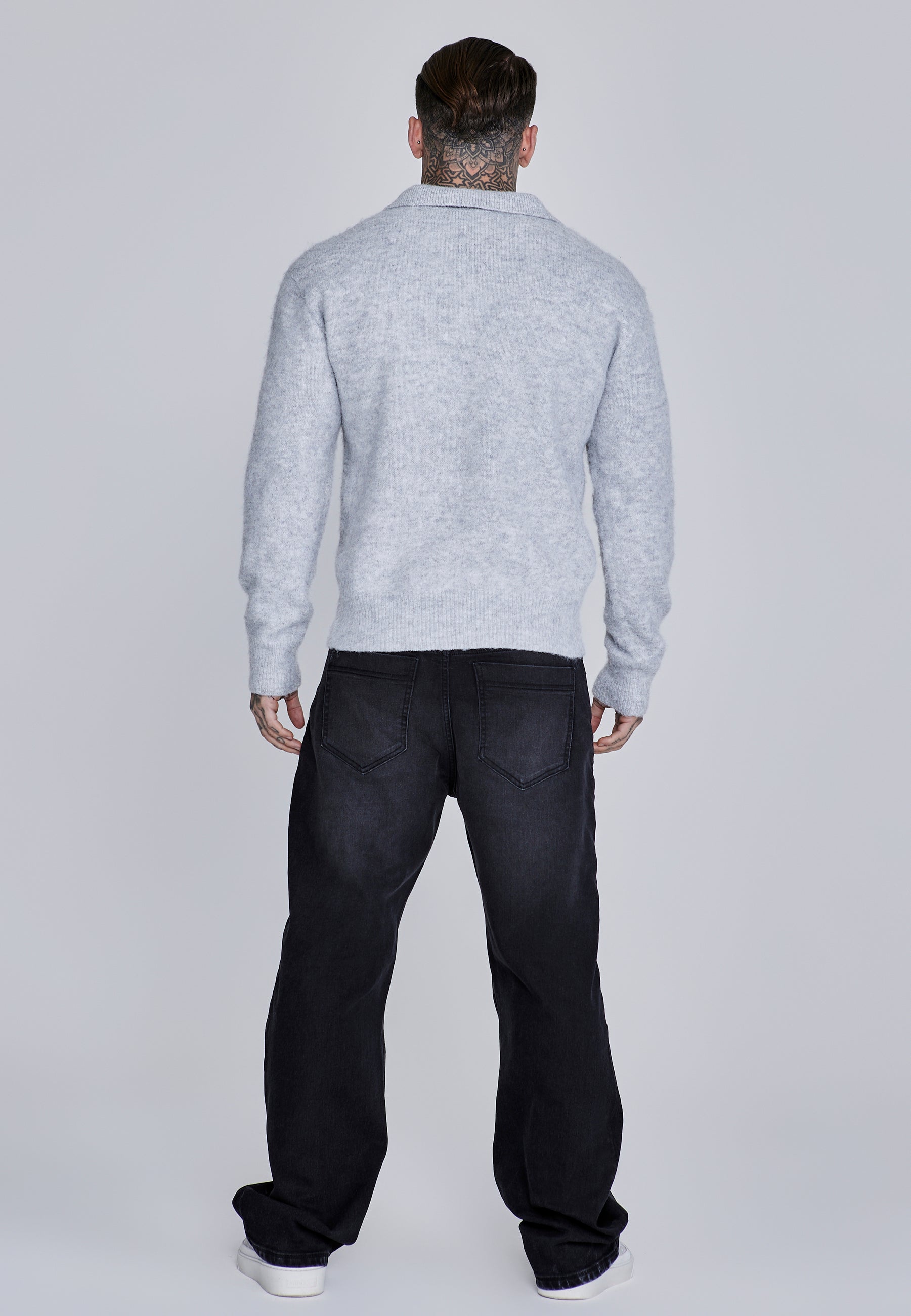 Maglione Polo in maglia grigio Maglioni SikSilk