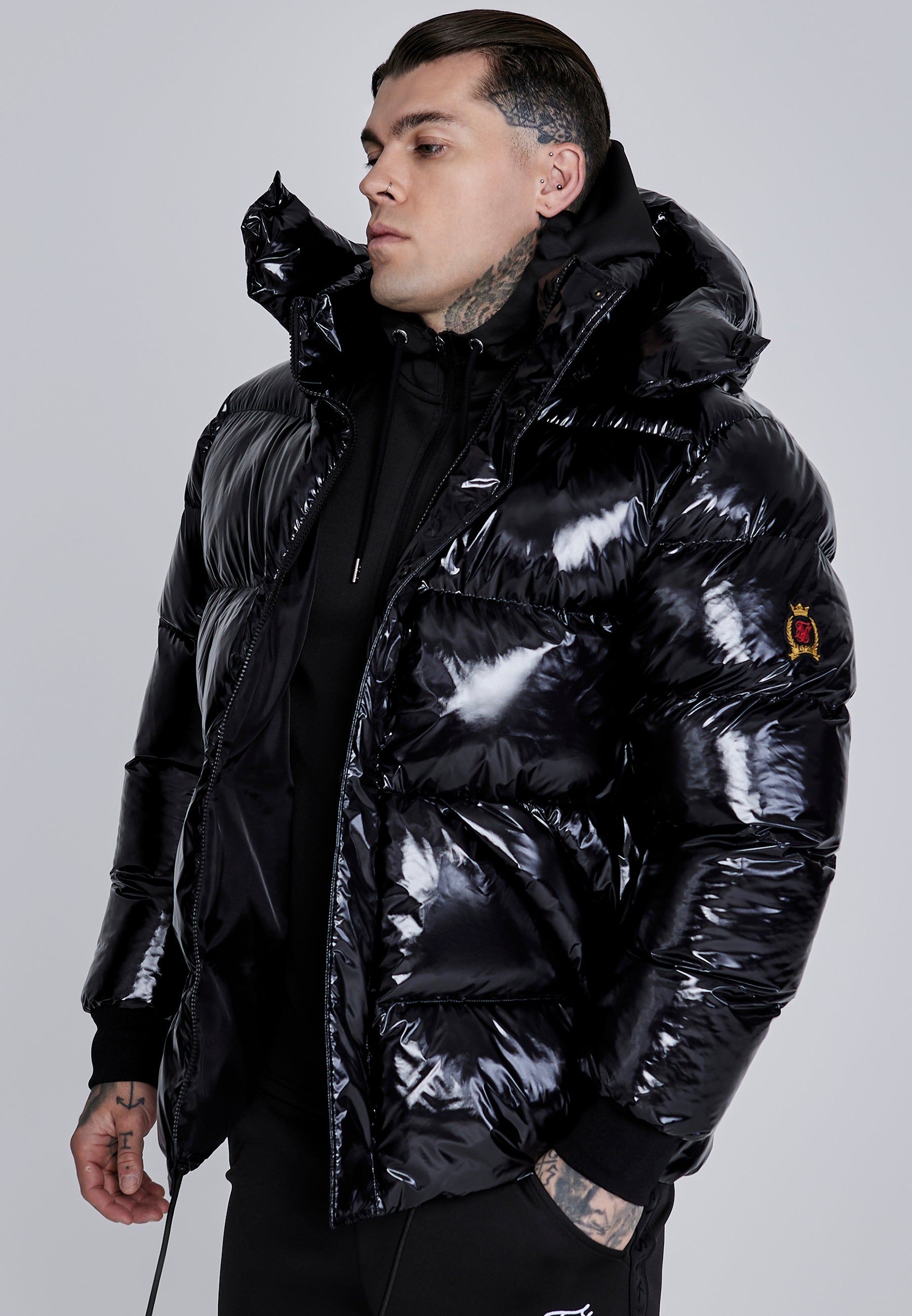 Giacca Puffer High Shine in Nero Giacche SikSilk