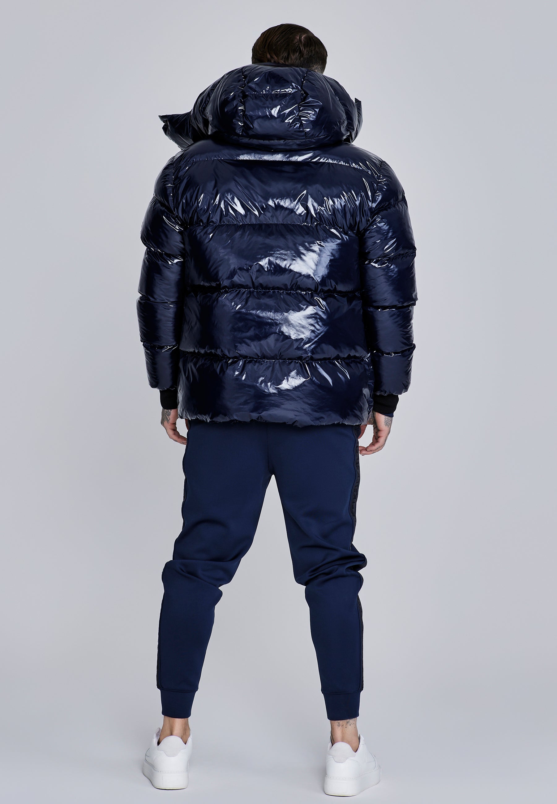 Giacca Puffer High Shine in Dark Navy Giacche SikSilk